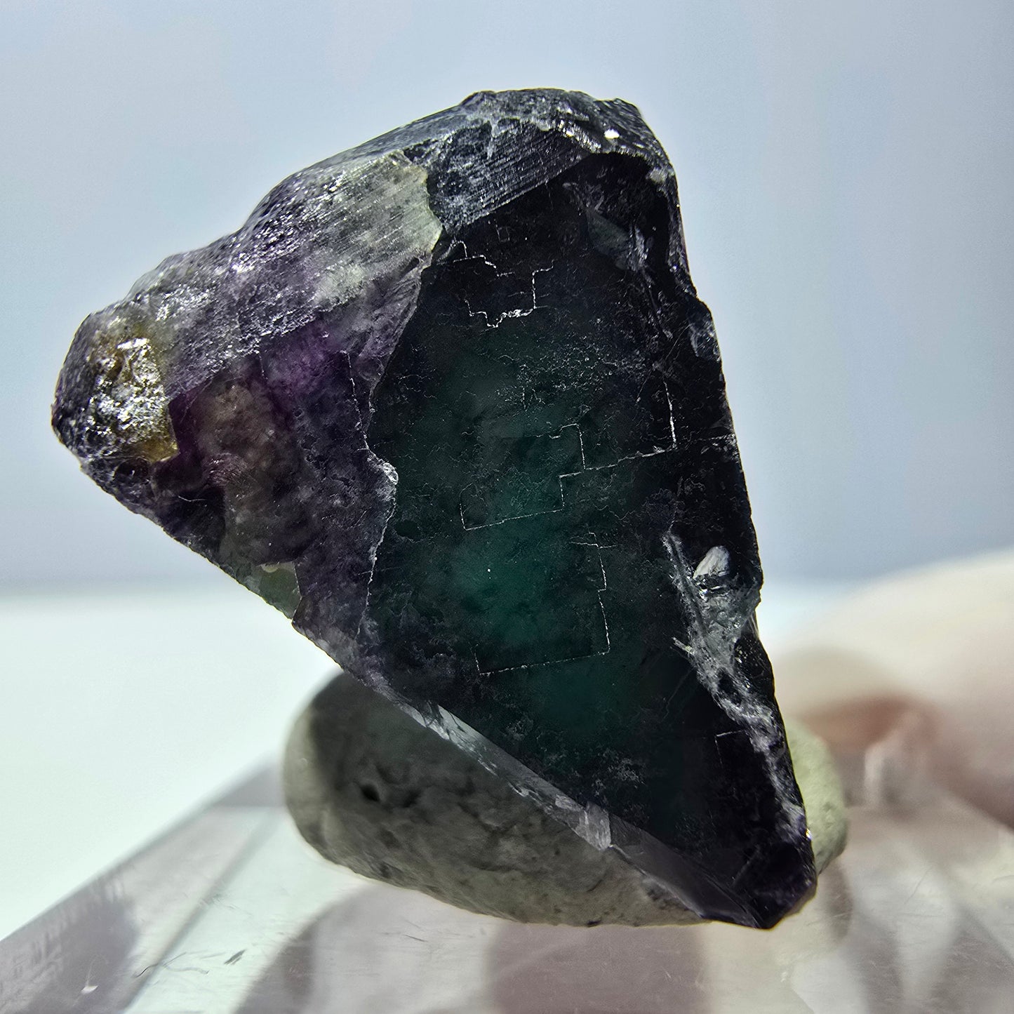 Phantom Fluorit Würfel parkettiert, grün lila Okorusu, Namibia 24*21*20mm