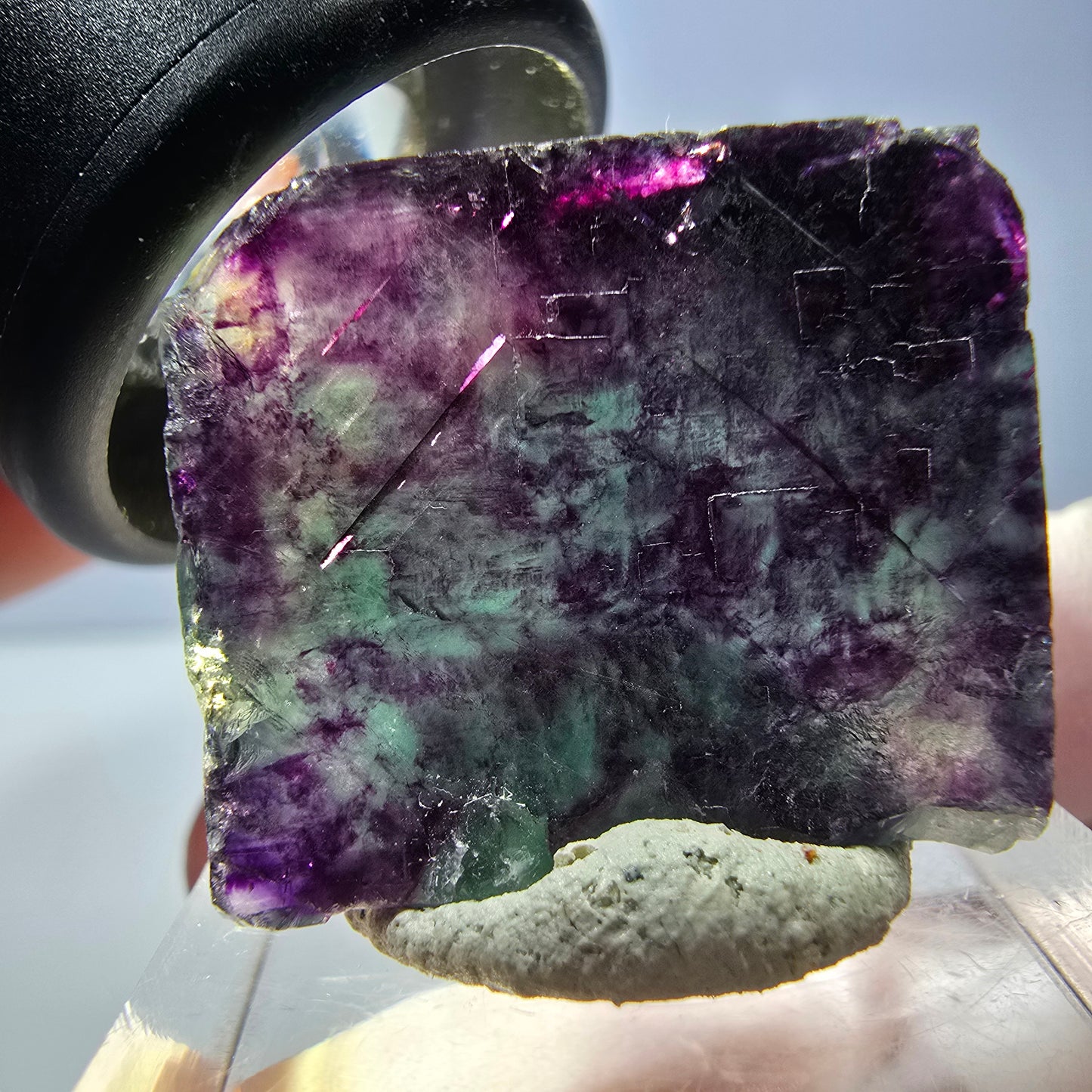 Phantom Fluorit Würfel parkettiert, grün lila Okorusu, Namibia 24*21*20mm