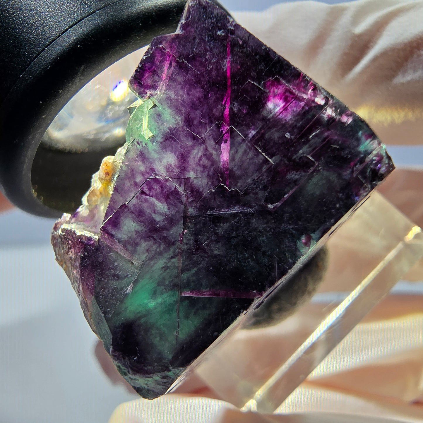 Phantom Fluorit Würfel parkettiert, grün lila Okorusu, Namibia 24*21*20mm