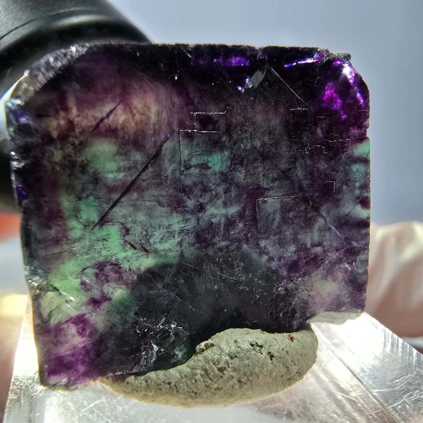 Phantom Fluorit Würfel parkettiert, grün lila Okorusu, Namibia 24*21*20mm