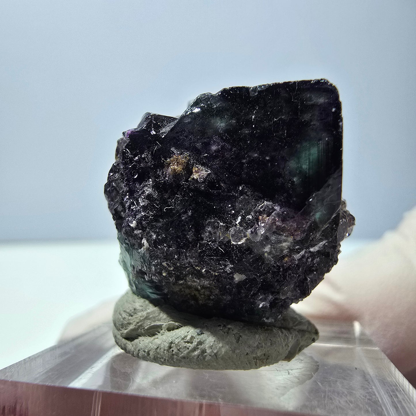 Klarer Phantom Fluorit Würfel, grün lila Okorusu, Namibia 24*22*13mm