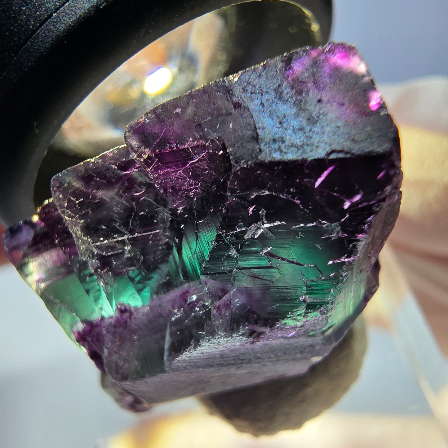 Phantom Fluorit Würfel parkettiert, grün lila Okorusu, Namibia 21*21*13mm