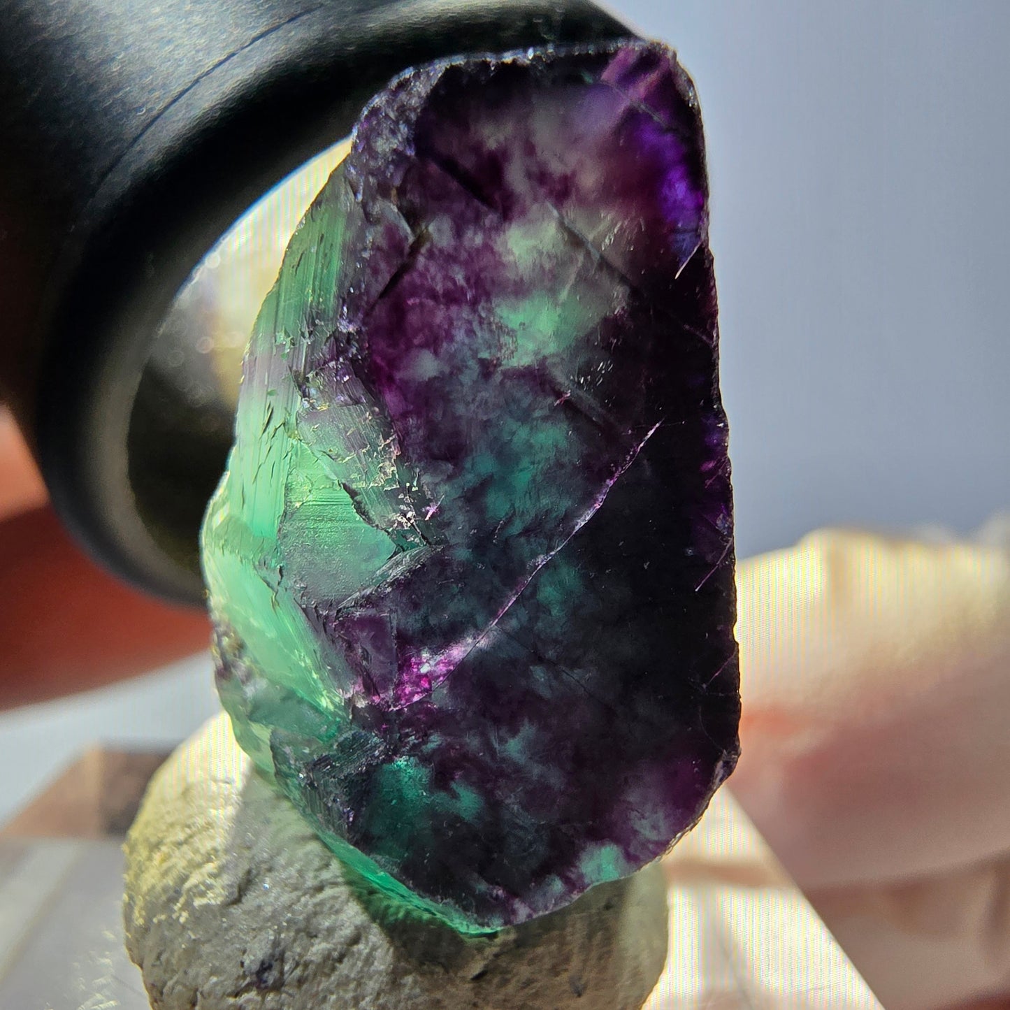 Phantom Fluorit Würfel parkettiert, grün lila Okorusu, Namibia 21*21*13mm