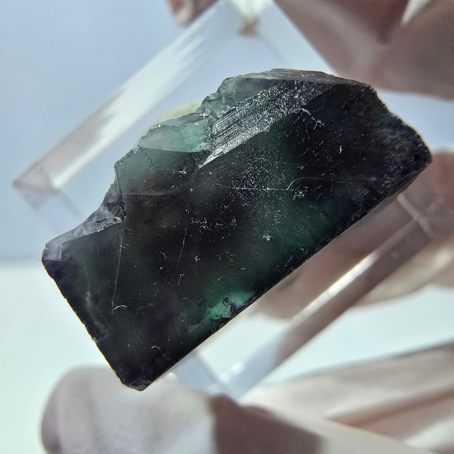 Phantom Fluorit Würfel parkettiert, grün lila Okorusu, Namibia 19*17*11mm