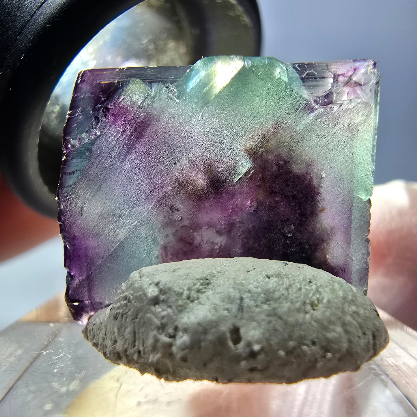 Phantom Fluorit Würfel parkettiert, grün lila Okorusu, Namibia 19*17*11mm