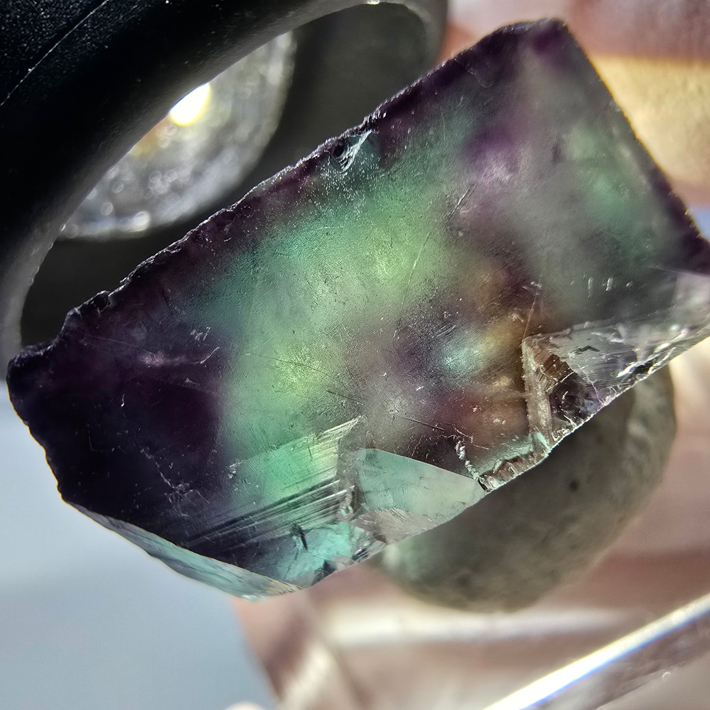 Phantom Fluorit Würfel parkettiert, grün lila Okorusu, Namibia 19*17*11mm