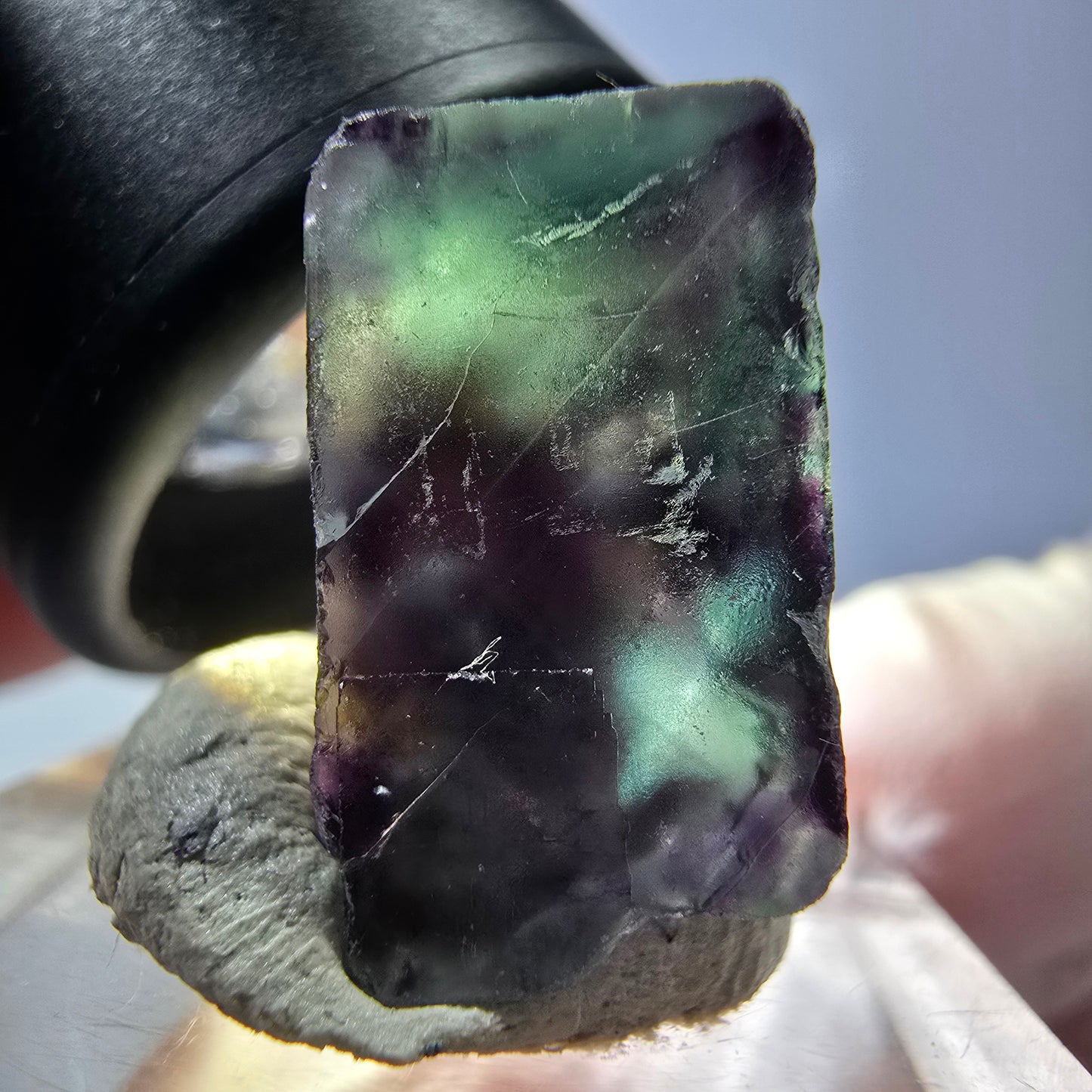 Phantom Fluorit Würfel parkettiert, grün lila Okorusu, Namibia 19*17*11mm