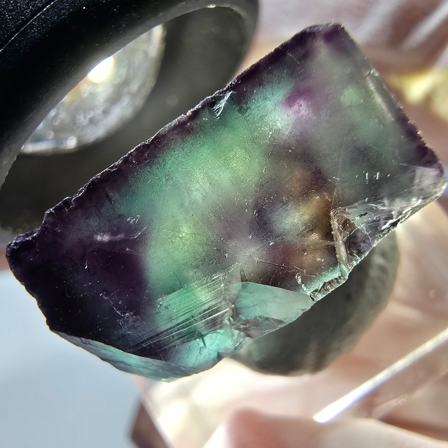 Phantom Fluorit Würfel parkettiert, grün lila Okorusu, Namibia 19*17*11mm