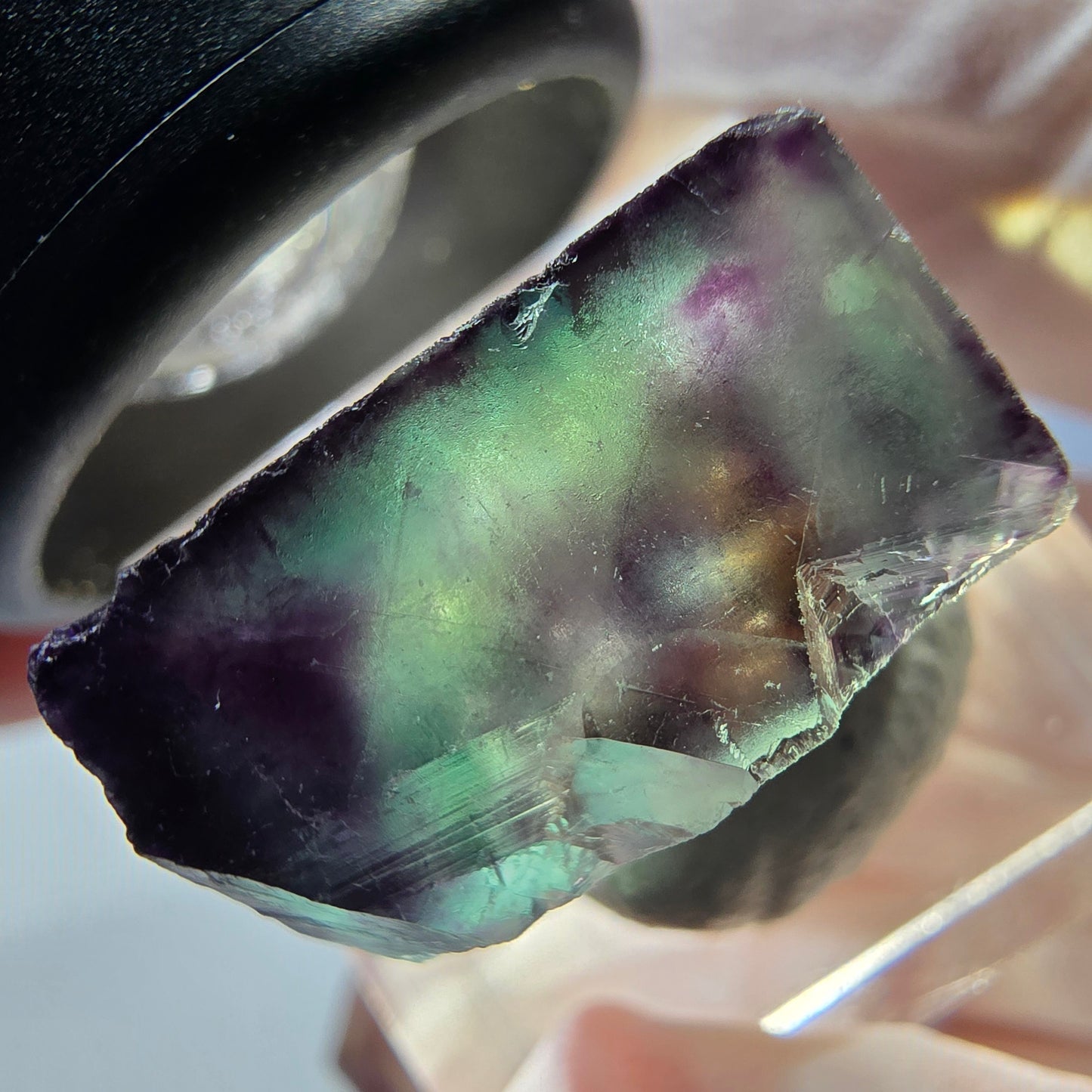 Phantom Fluorit Würfel parkettiert, grün lila Okorusu, Namibia 19*17*11mm