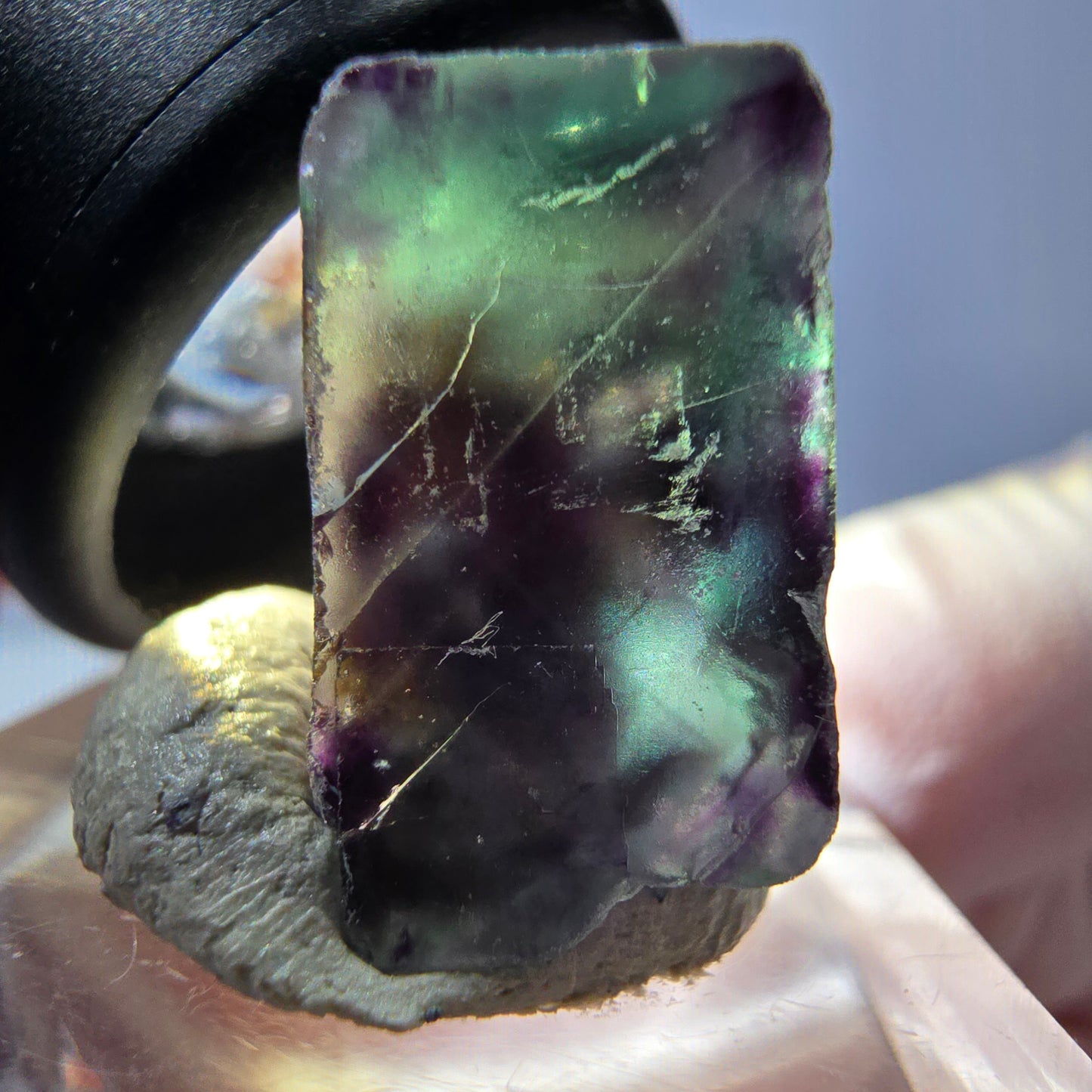 Phantom Fluorit Würfel parkettiert, grün lila Okorusu, Namibia 19*17*11mm