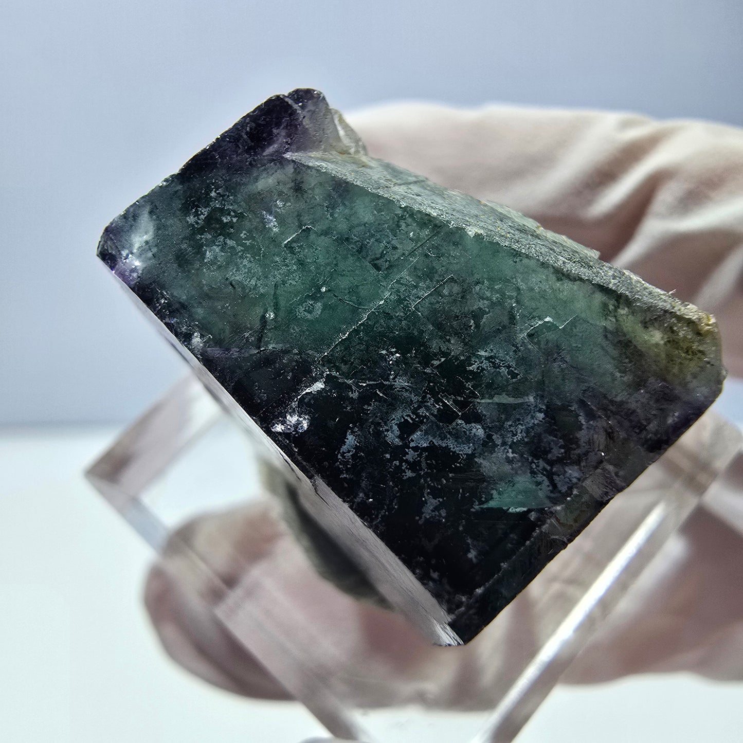 Phantom Fluorit Würfel parkettiert, grün lila Okorusu, Namibia 21*19*16mm