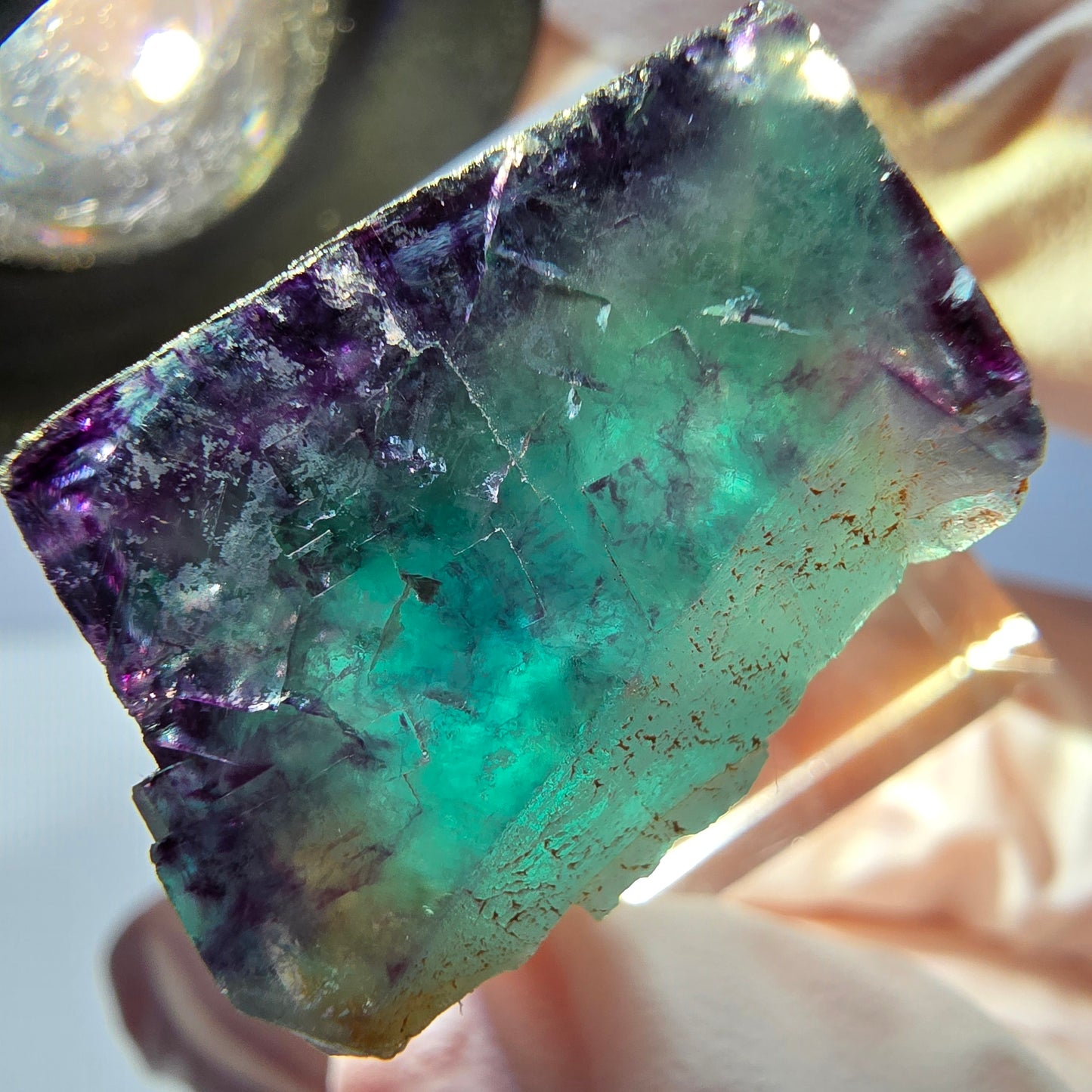 Phantom Fluorit Würfel parkettiert, grün lila Okorusu, Namibia 21*19*16mm