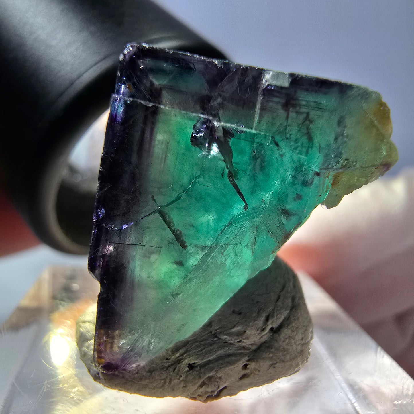 Phantom Fluorit Würfel parkettiert, grün lila Okorusu, Namibia 21*19*16mm