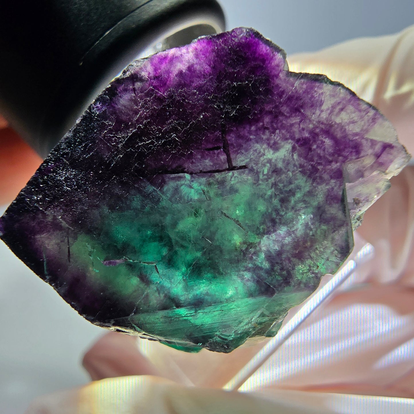 Phantom Fluorit Würfel parkettiert, grün lila Okorusu, Namibia 25*23*20mm
