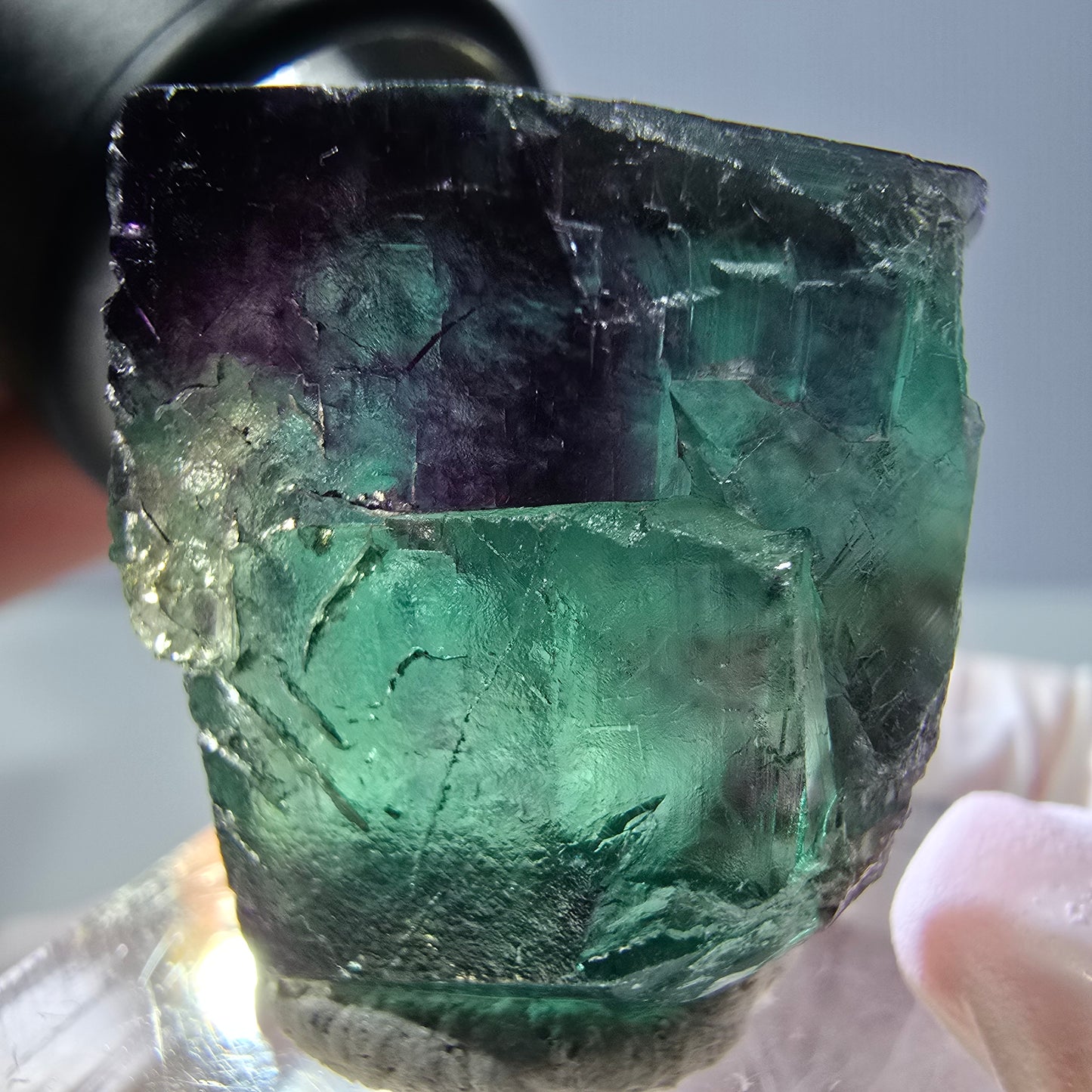 Phantom Fluorit Würfel parkettiert, grün lila Okorusu, Namibia 25*23*20mm