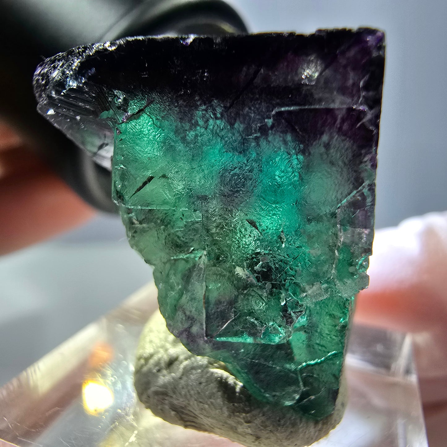 Phantom Fluorit Würfel parkettiert, grün lila Okorusu, Namibia 25*23*20mm