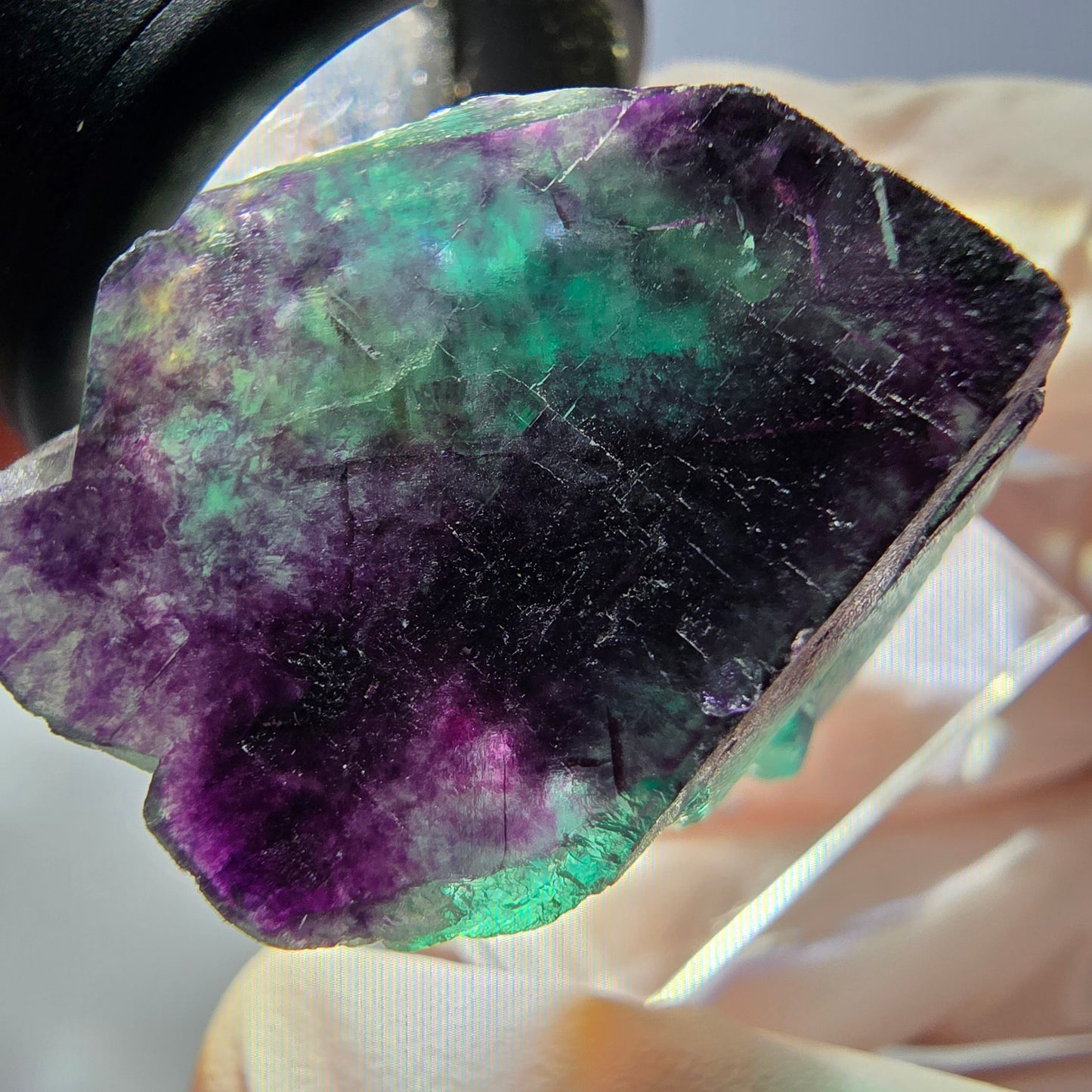 Phantom Fluorit Würfel parkettiert, grün lila Okorusu, Namibia 25*23*20mm