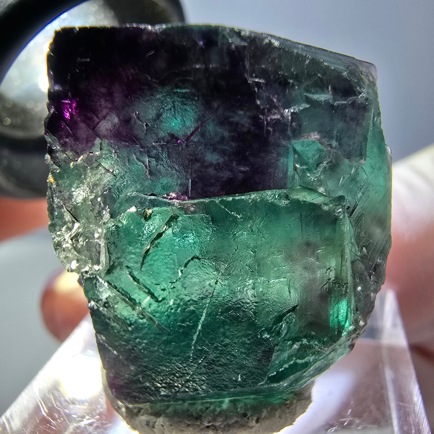Phantom Fluorit Würfel parkettiert, grün lila Okorusu, Namibia 25*23*20mm