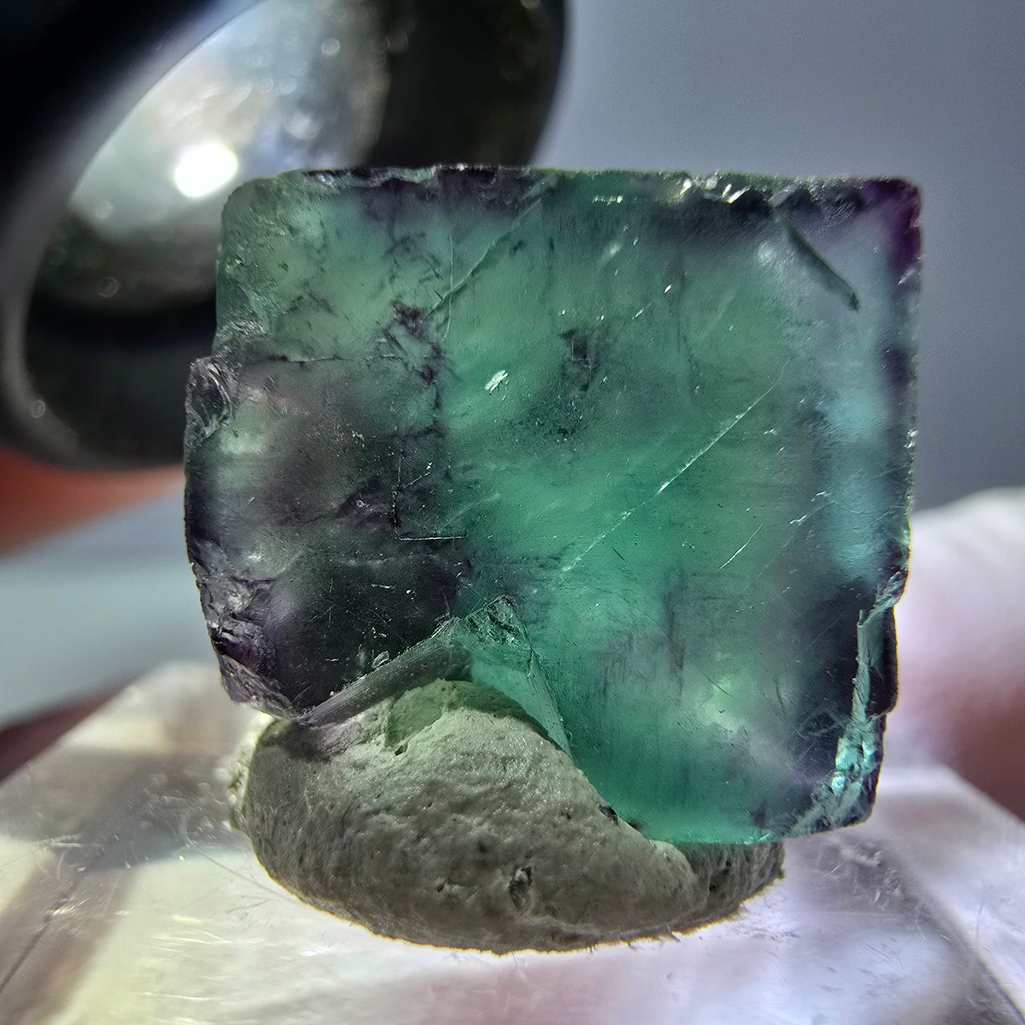 Phantom Fluorit Würfel parkettiert, grün lila Okorusu, Namibia 15*15*12mm