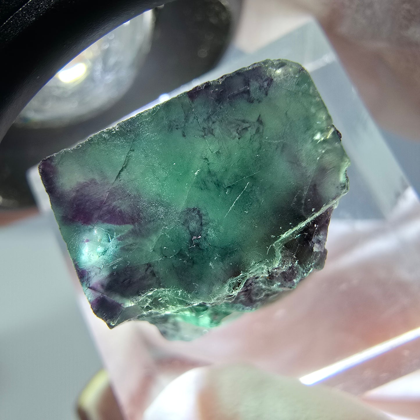 Phantom Fluorit Würfel parkettiert, grün lila Okorusu, Namibia 15*15*12mm
