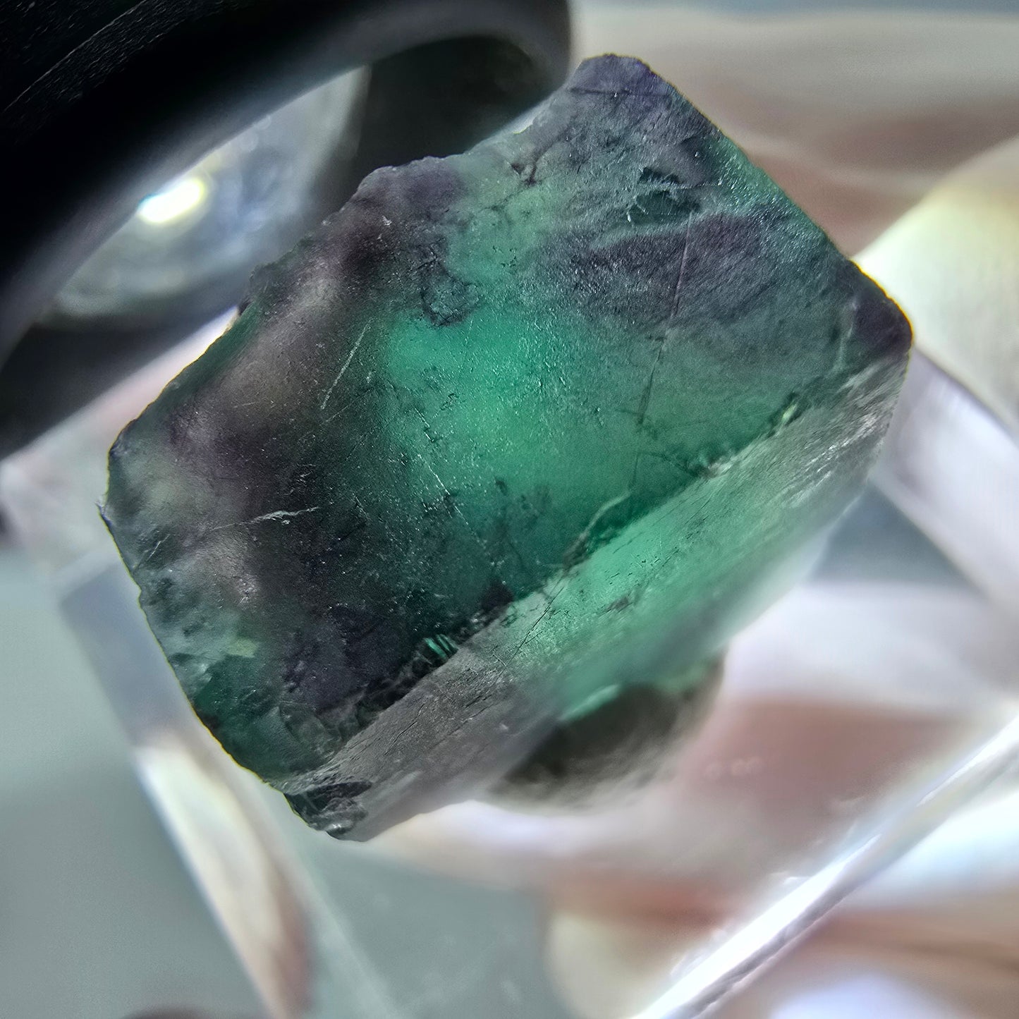 Phantom Fluorit Würfel parkettiert, grün lila Okorusu, Namibia 15*15*12mm