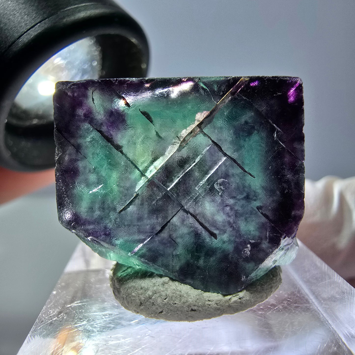 Phantom Fluorit Würfel parkettiert, grün lila Okorusu, Namibia 22*18*12mm