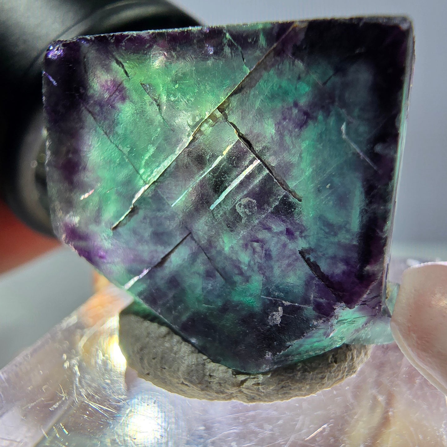 Phantom Fluorit Würfel parkettiert, grün lila Okorusu, Namibia 22*18*12mm