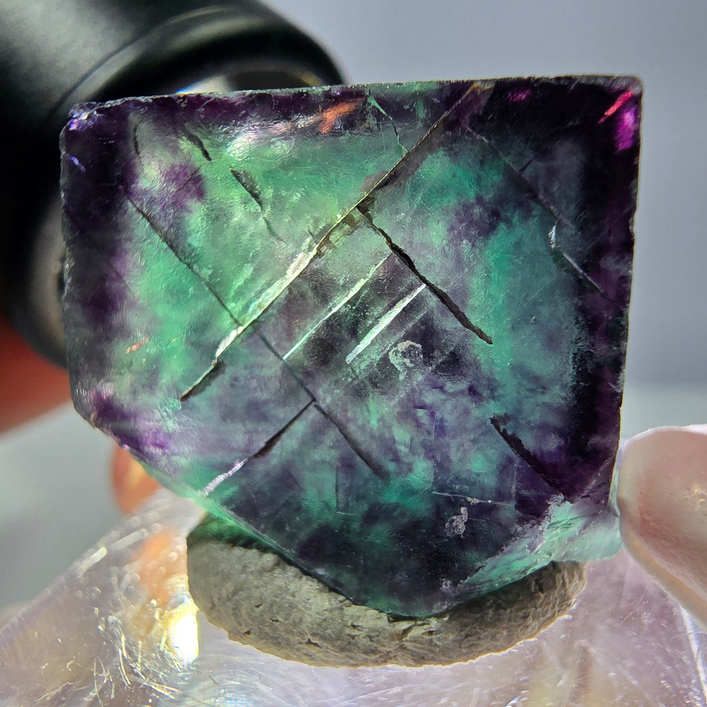 Phantom Fluorit Würfel parkettiert, grün lila Okorusu, Namibia 22*18*12mm