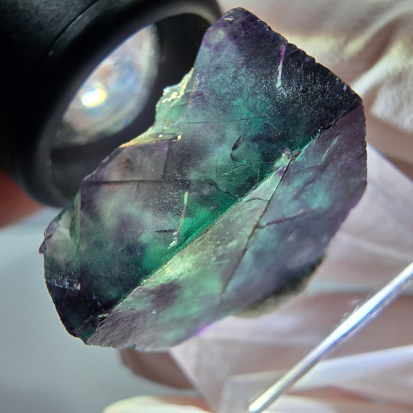 Phantom Fluorit Würfel parkettiert, grün lila Okorusu, Namibia 22*18*12mm