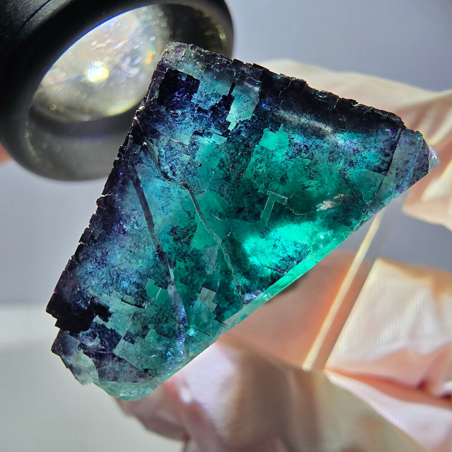 Phantom Fluorit Würfel parkettiert, grün lila Okorusu, Namibia 29*23*22mm