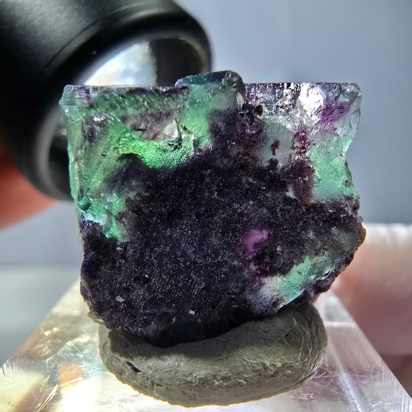 Phantom Fluorit Würfel parkettiert, grün lila Okorusu, Namibia 22*20*14mm