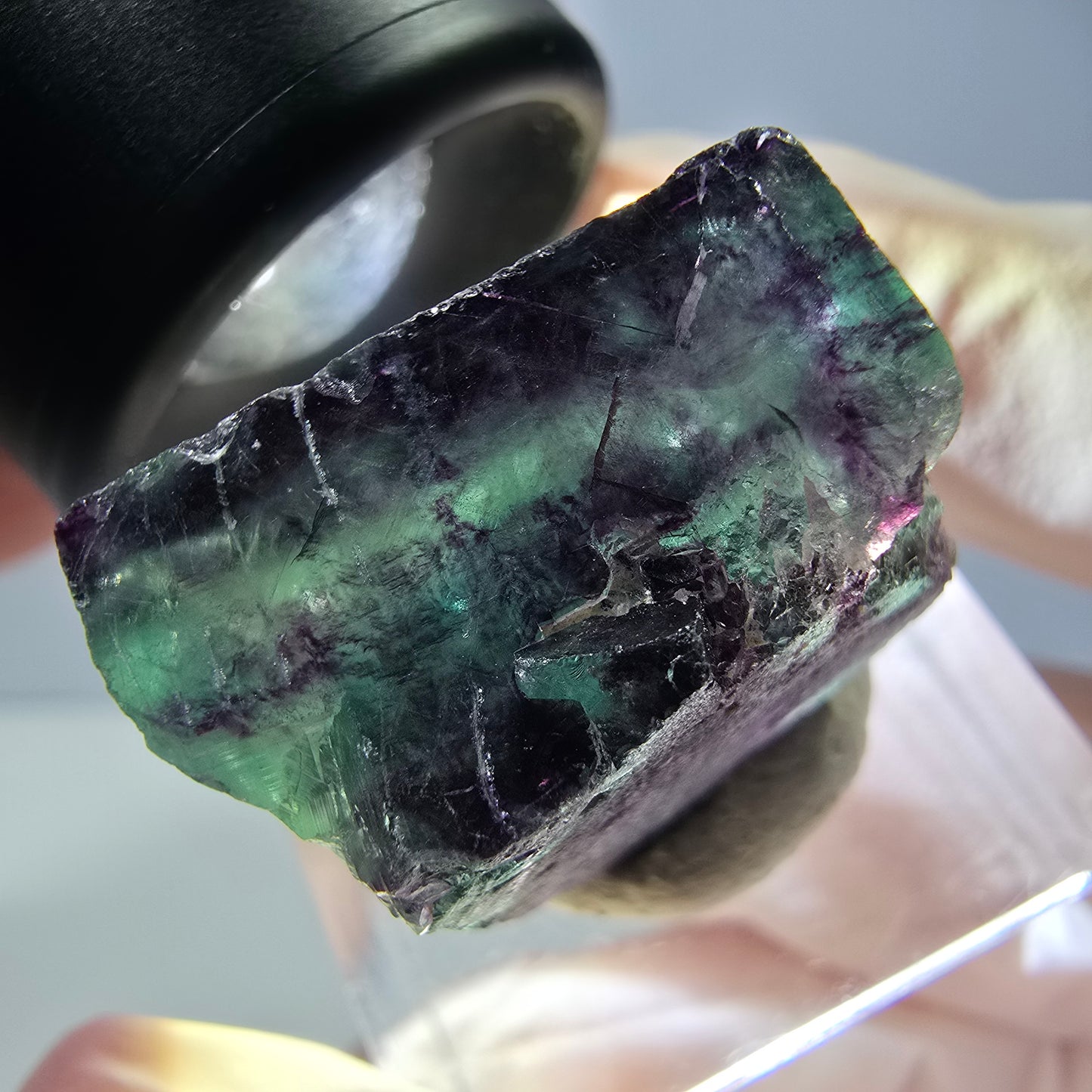 Phantom Fluorit Würfel parkettiert, grün lila Okorusu, Namibia 22*20*14mm