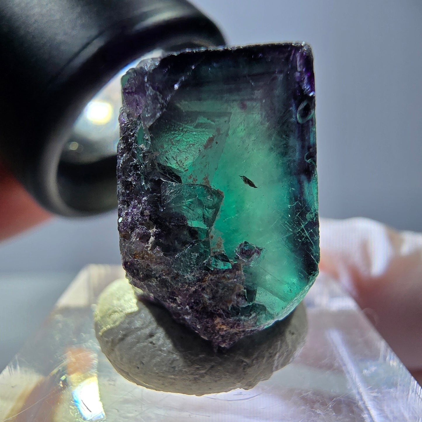 Phantom Fluorit Würfel parkettiert, grün lila Okorusu, Namibia 22*20*14mm