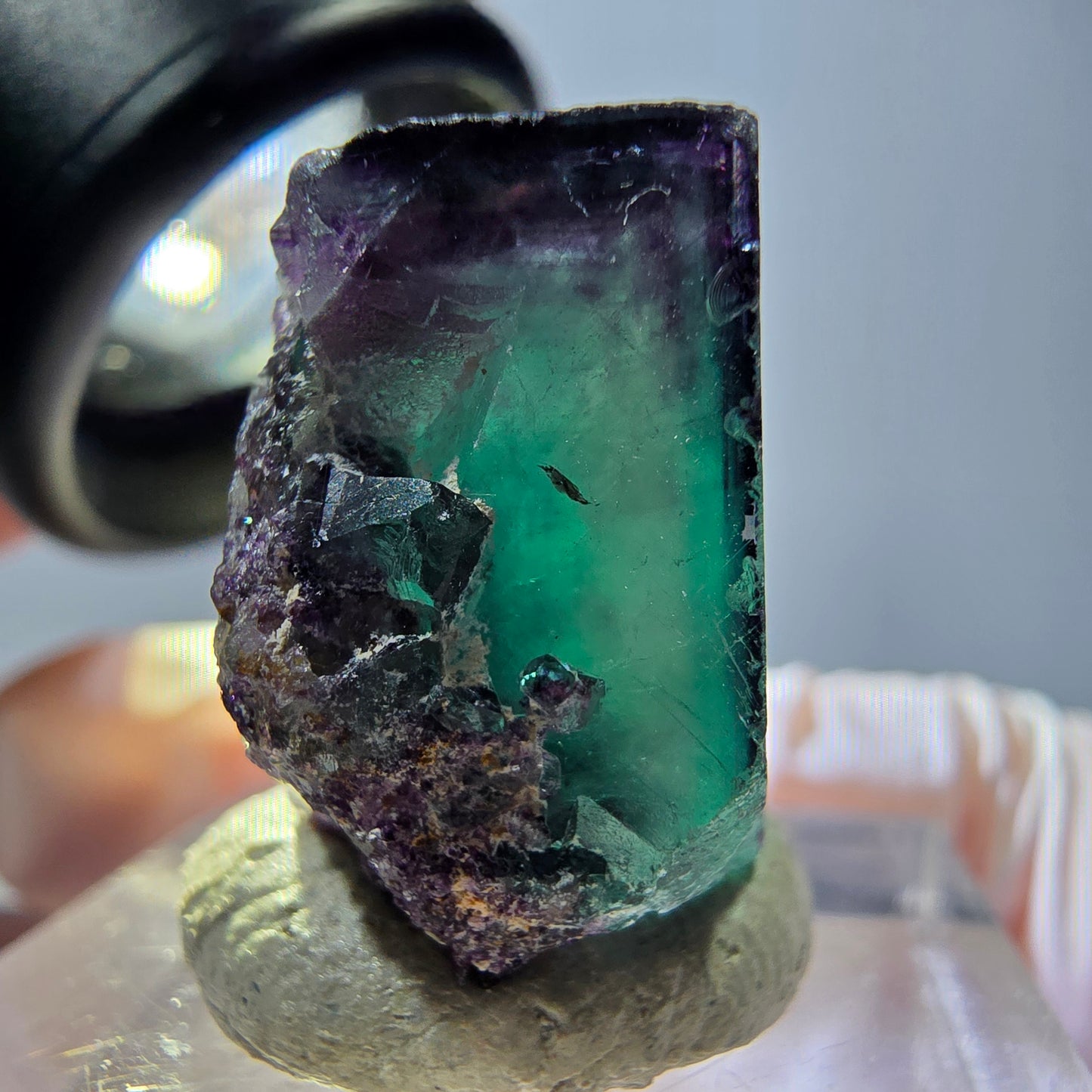 Phantom Fluorit Würfel parkettiert, grün lila Okorusu, Namibia 22*20*14mm