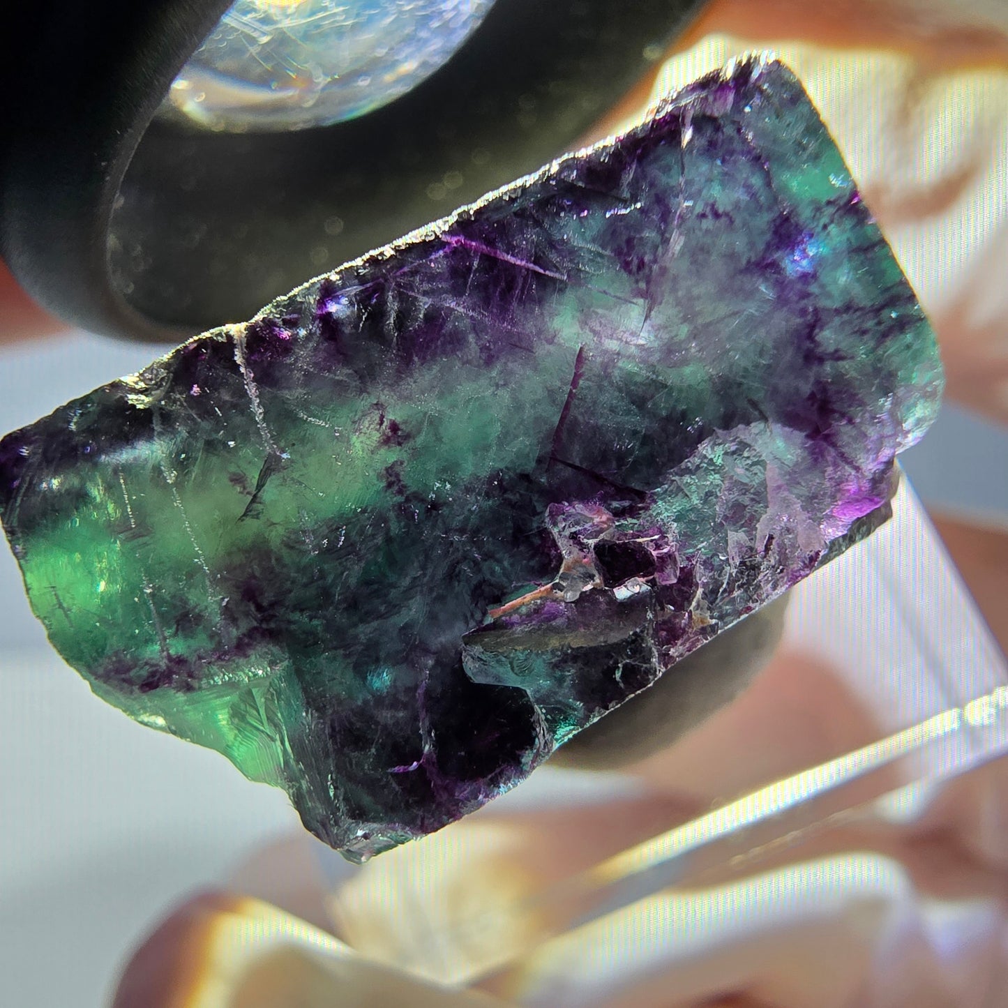 Phantom Fluorit Würfel parkettiert, grün lila Okorusu, Namibia 22*20*14mm