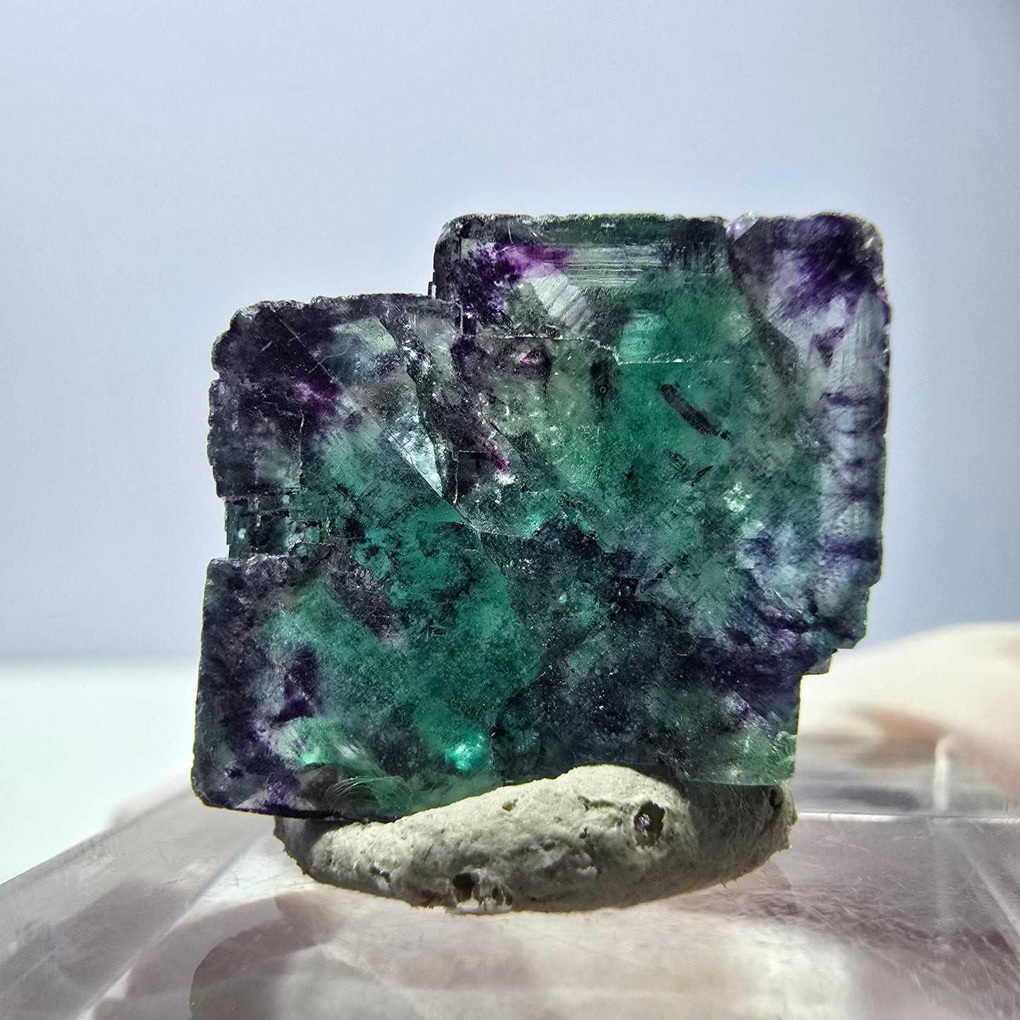 Phantom Fluorit Würfel parkettiert, grün lila Okorusu, Namibia 19*16*11mm
