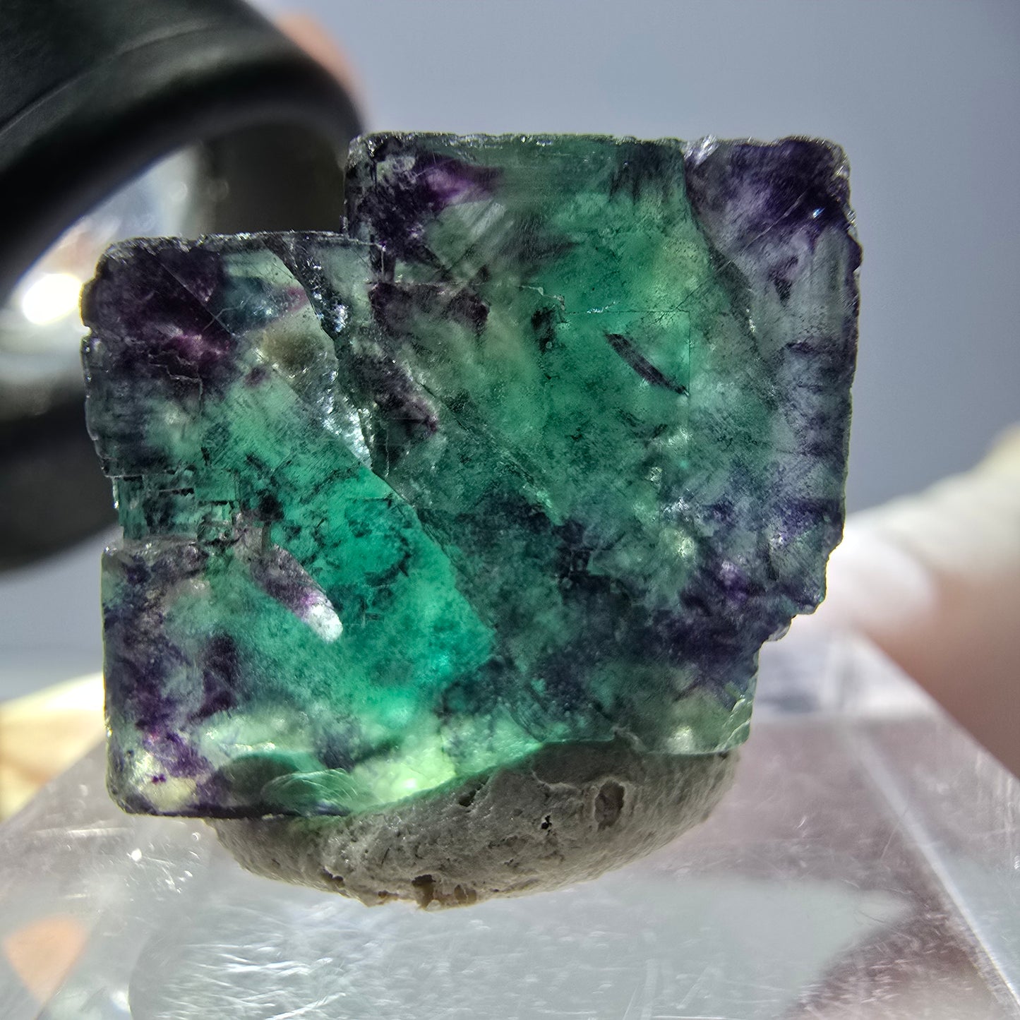 Phantom Fluorit Würfel parkettiert, grün lila Okorusu, Namibia 19*16*11mm