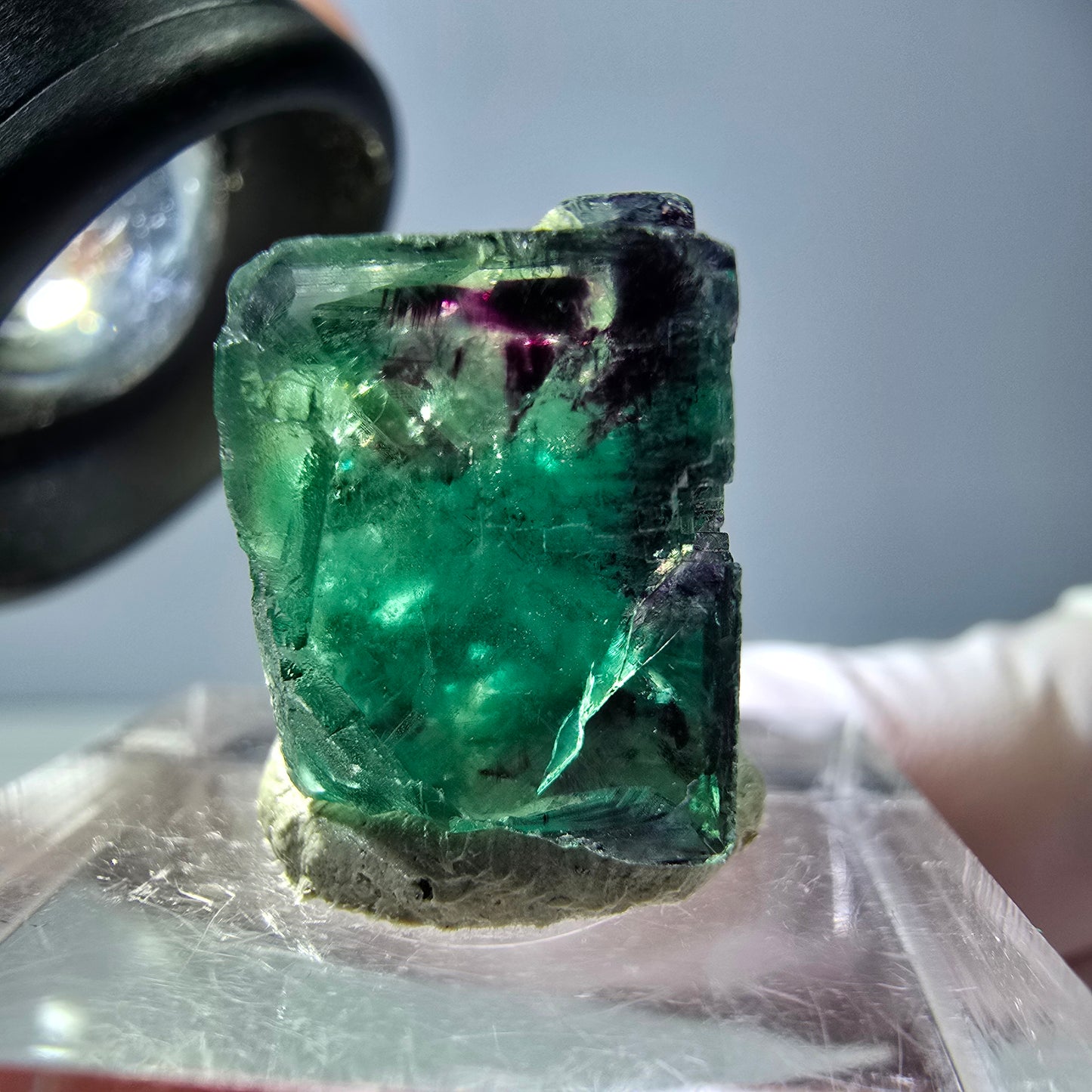 Phantom Fluorit Würfel parkettiert, grün lila Okorusu, Namibia 19*16*11mm