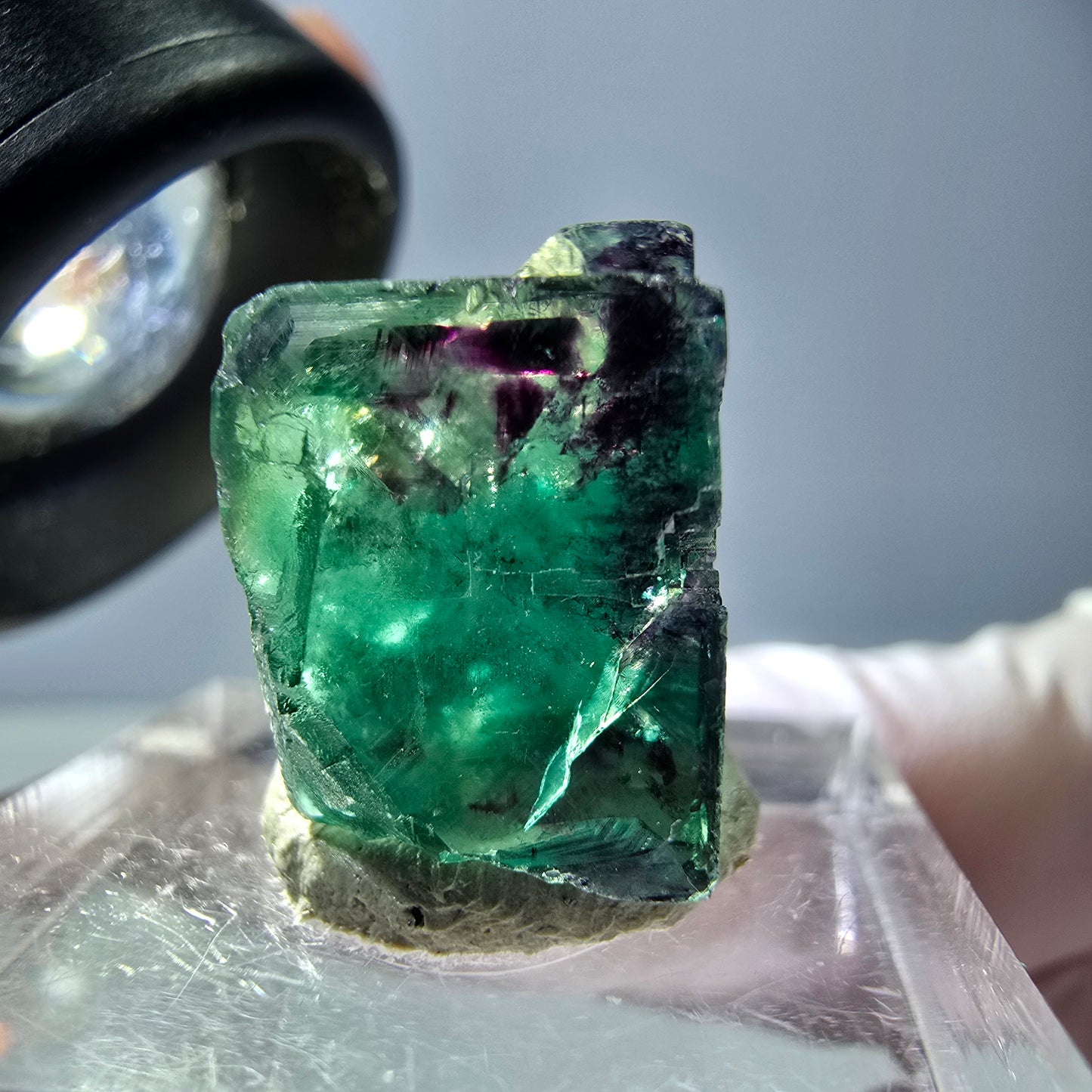 Phantom Fluorit Würfel parkettiert, grün lila Okorusu, Namibia 19*16*11mm