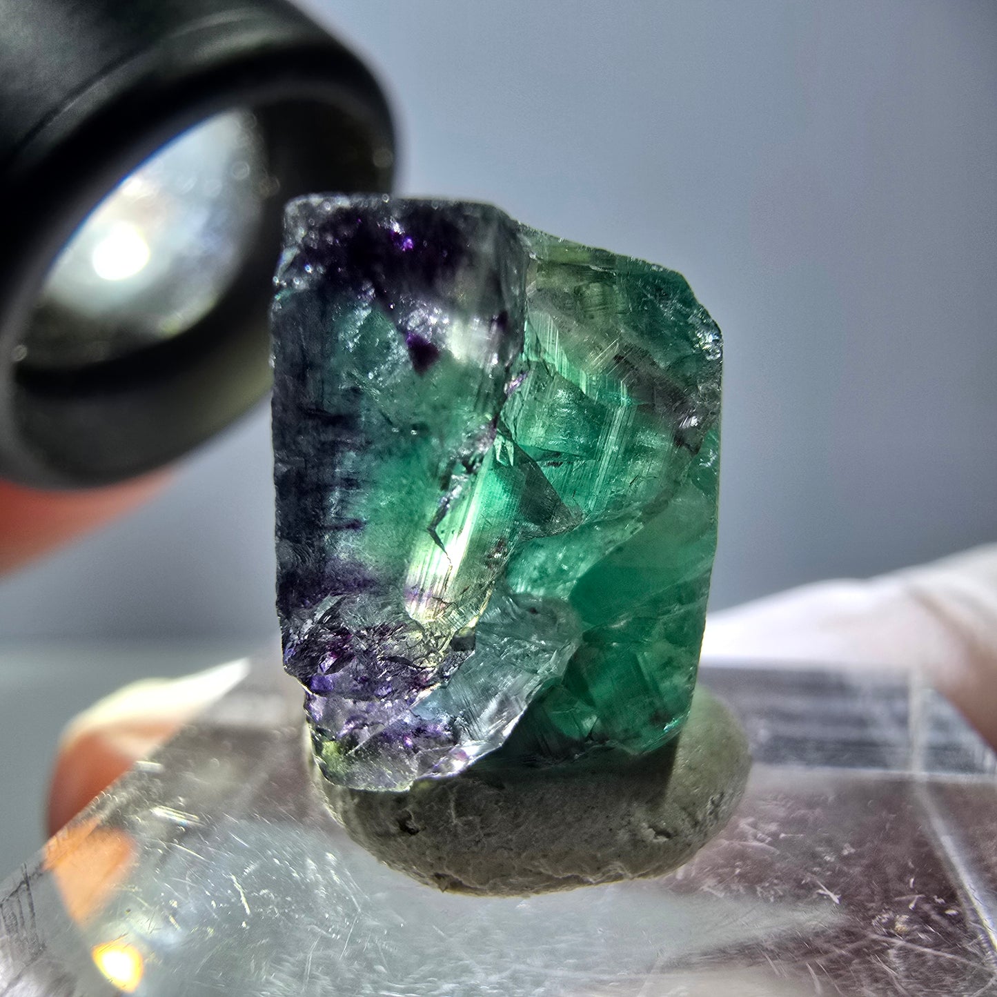 Phantom Fluorit Würfel parkettiert, grün lila Okorusu, Namibia 19*16*11mm