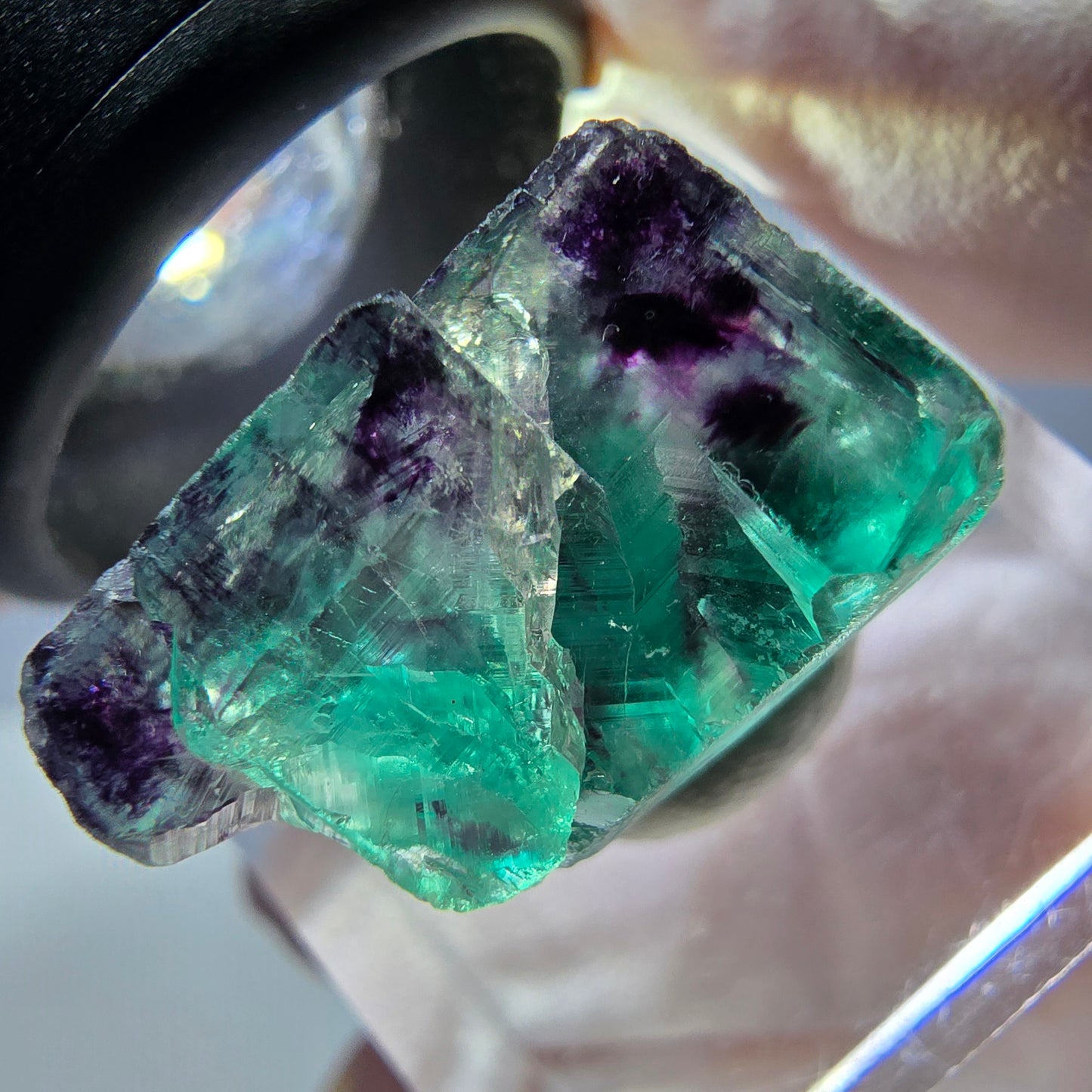 Phantom Fluorit Würfel parkettiert, grün lila Okorusu, Namibia 19*16*11mm