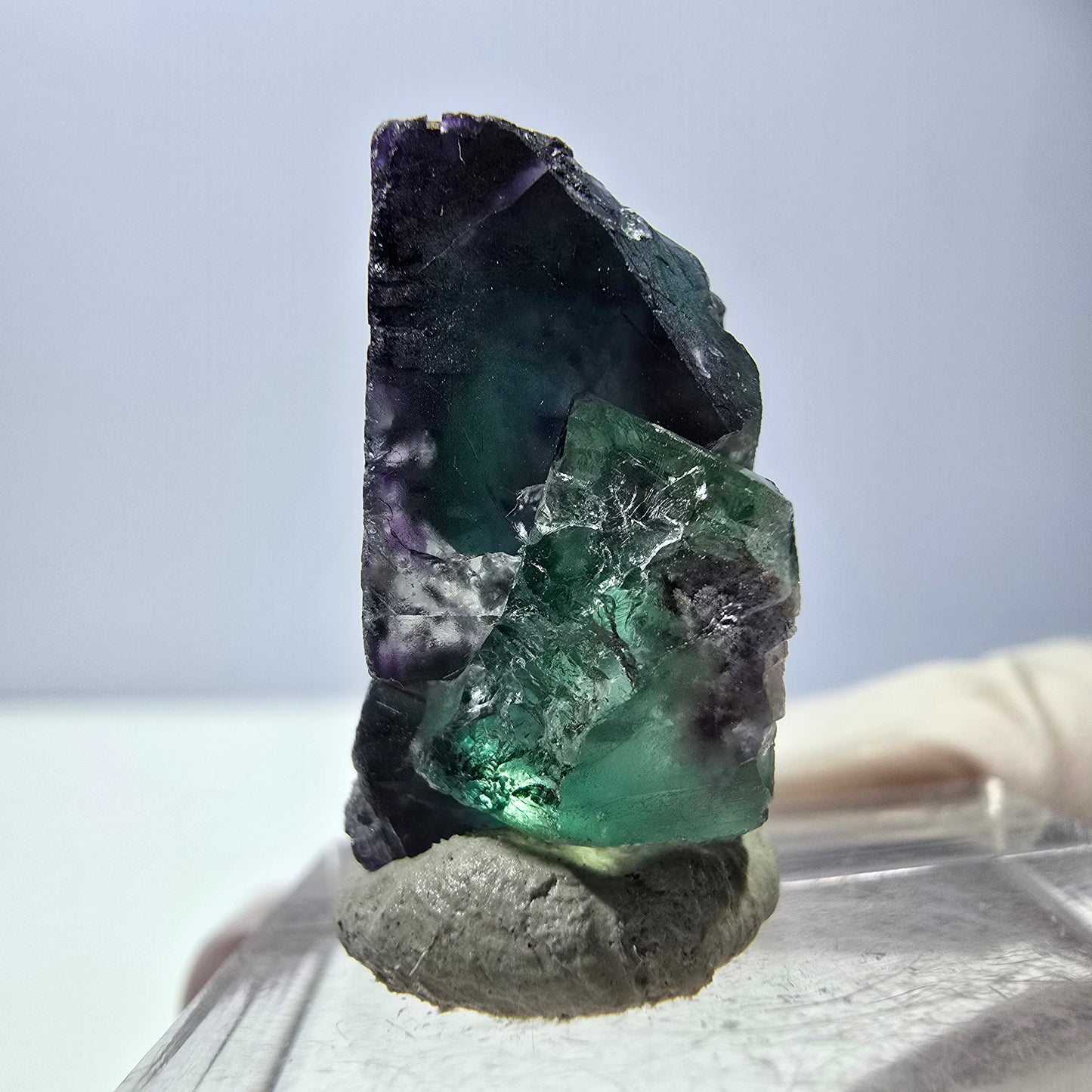 Phantom Fluorite cube parquetted, green purple Okorusu, Namibia 21*19*11mm