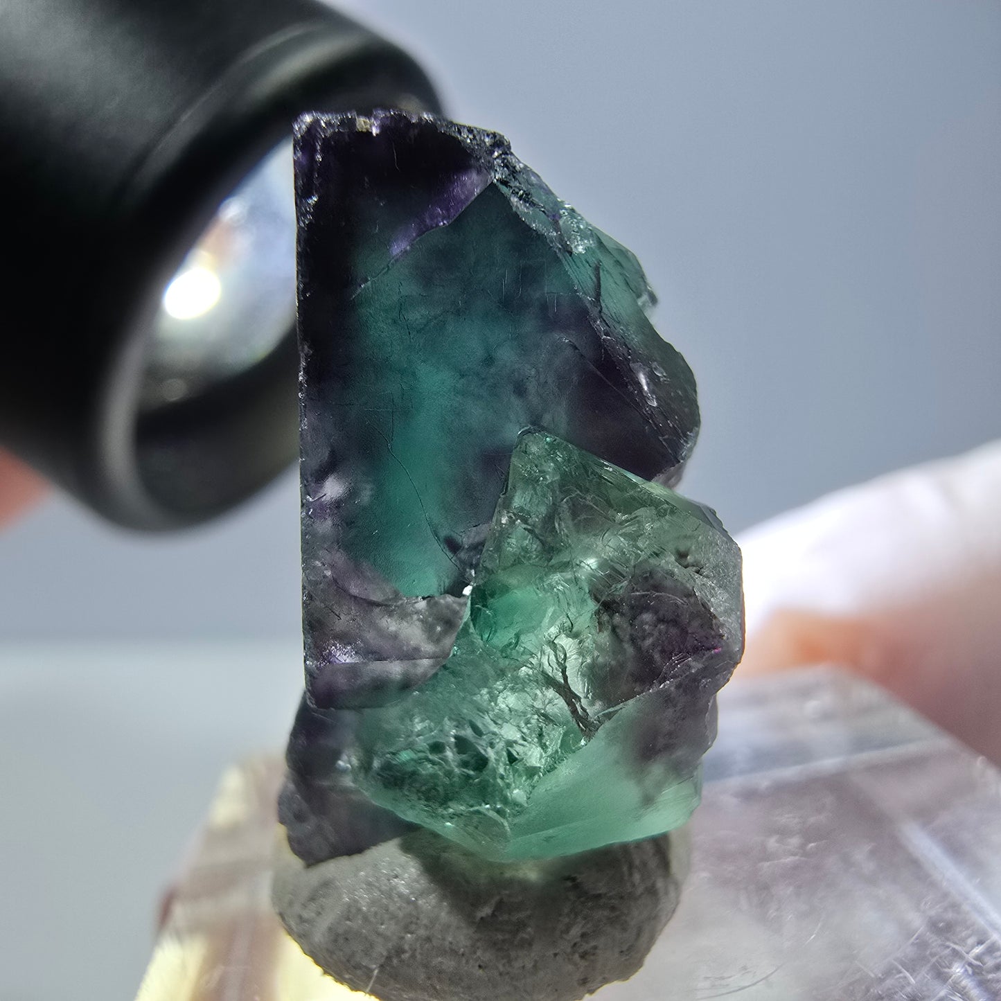 Phantom Fluorite cube parquetted, green purple Okorusu, Namibia 21*19*11mm