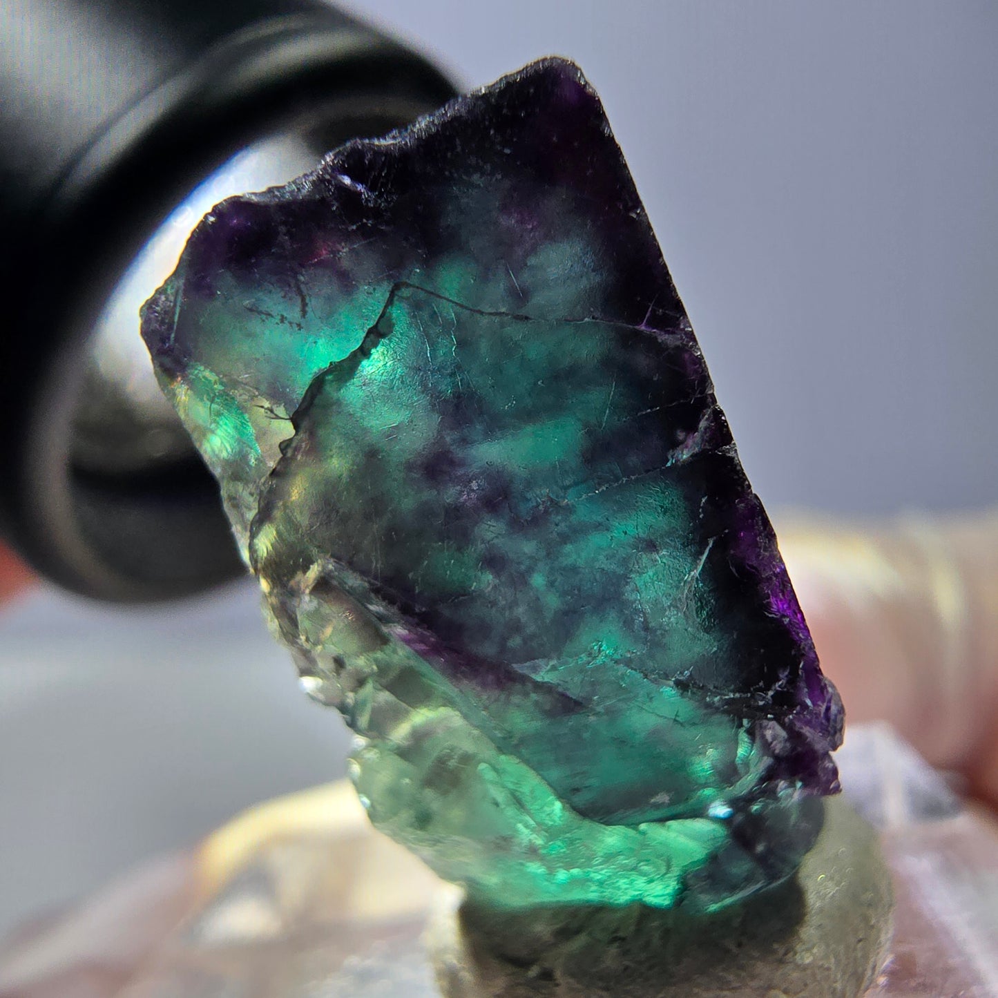 Phantom Fluorite cube parquetted, green purple Okorusu, Namibia 21*19*11mm