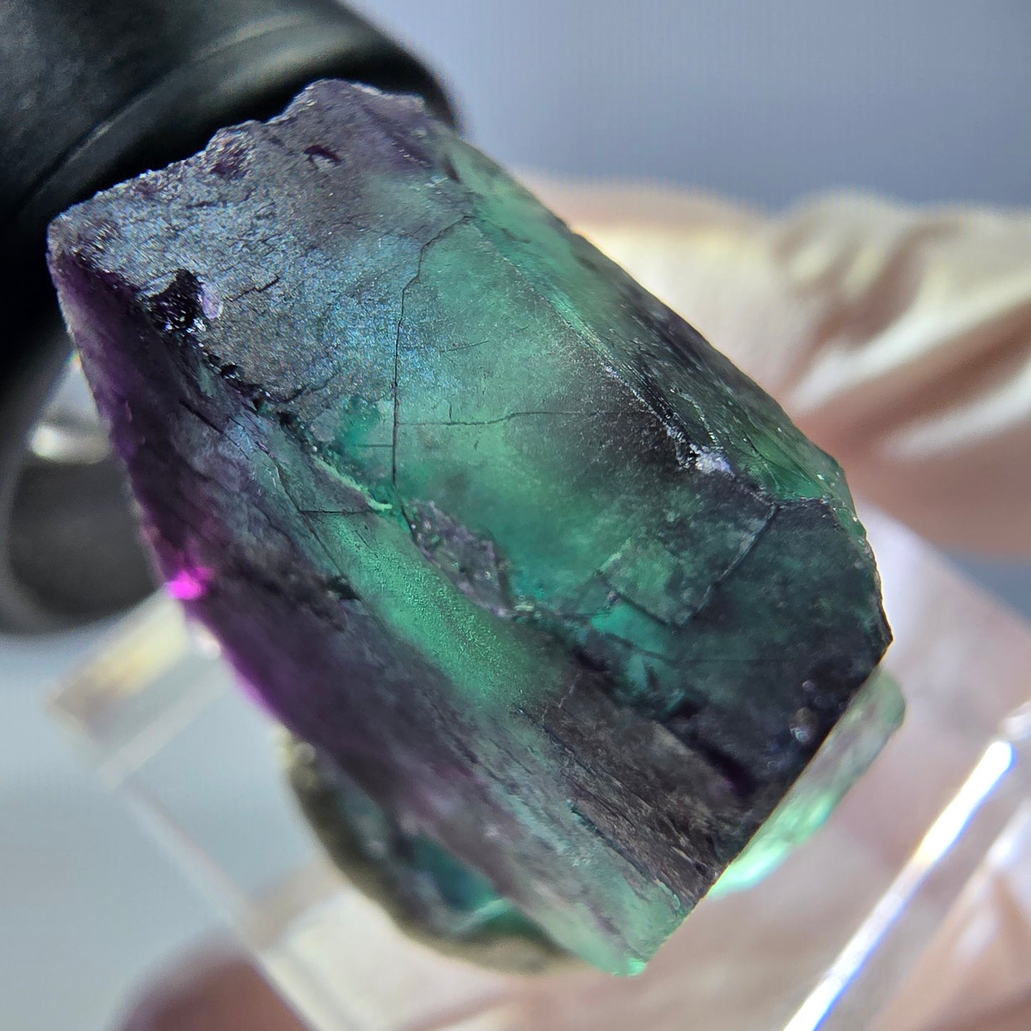 Phantom Fluorite cube parquetted, green purple Okorusu, Namibia 21*19*11mm