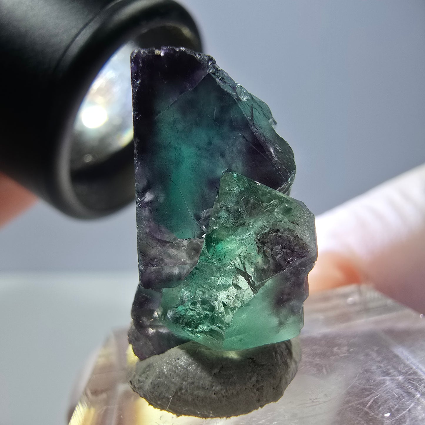 Phantom Fluorite cube parquetted, green purple Okorusu, Namibia 21*19*11mm