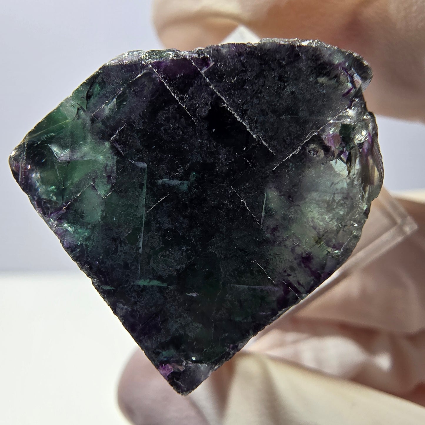 Phantom Fluorite cube parquetted, green purple Okorusu, Namibia 22*21*20mm