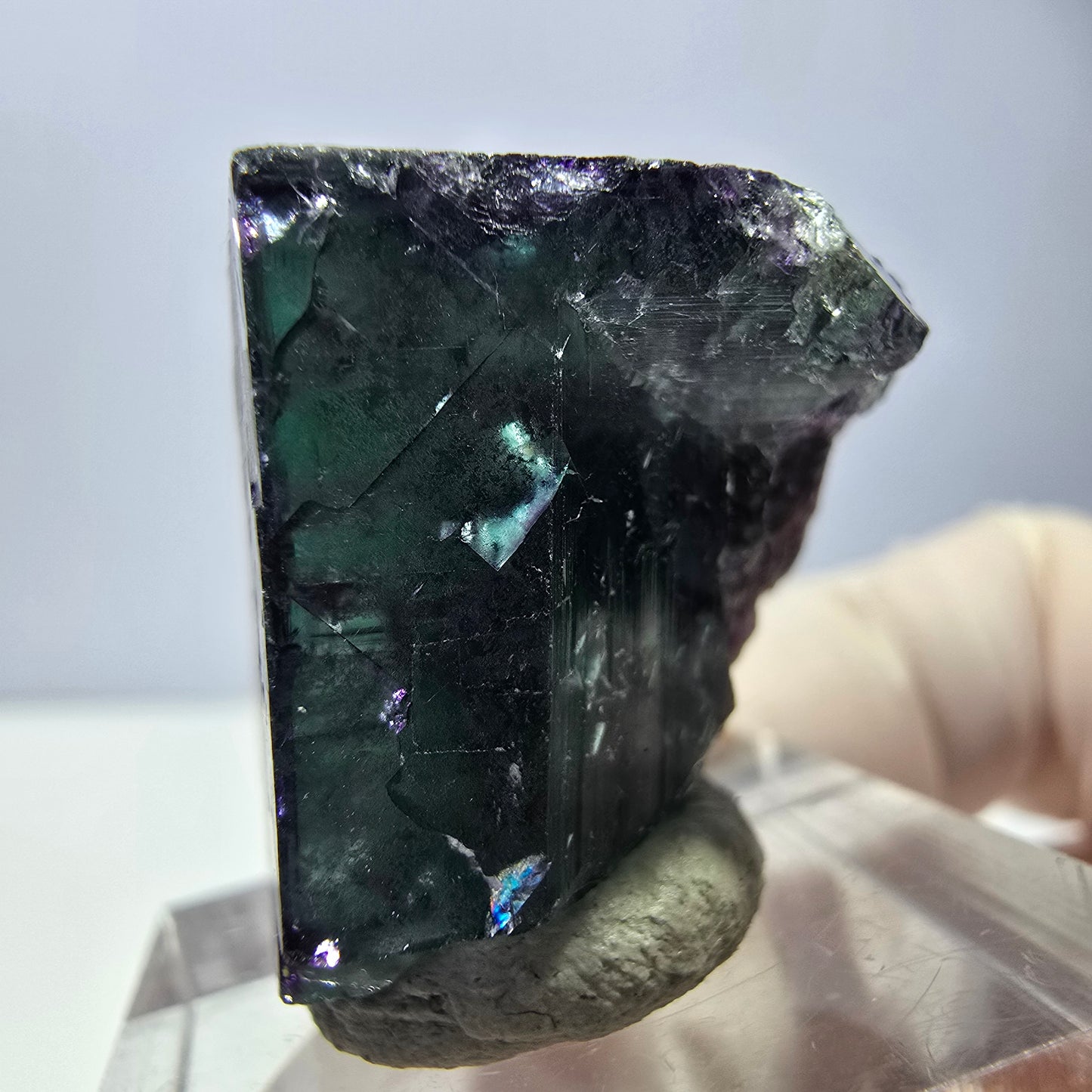 Phantom Fluorite cube parquetted, green purple Okorusu, Namibia 22*21*20mm