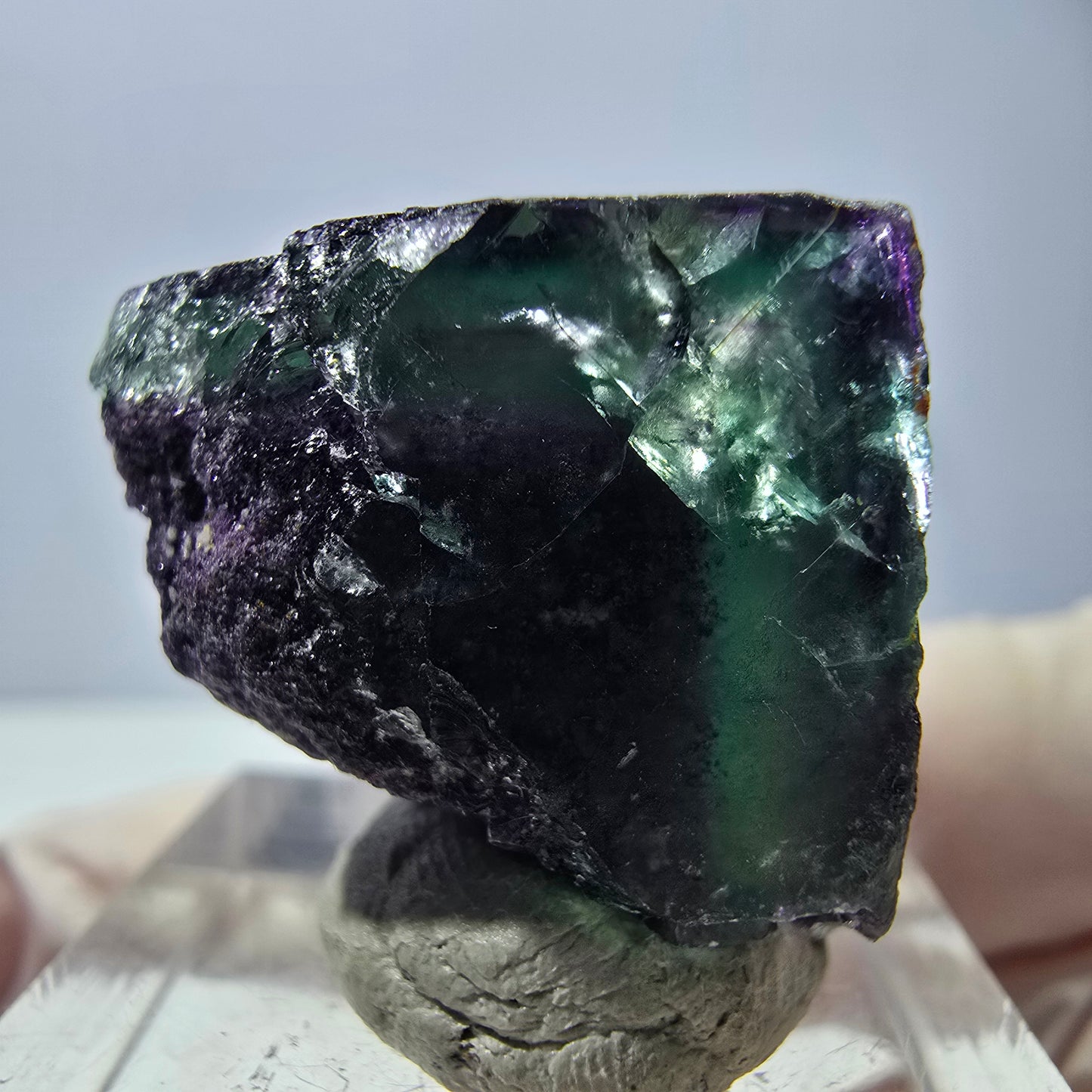 Phantom Fluorite cube parquetted, green purple Okorusu, Namibia 22*21*20mm