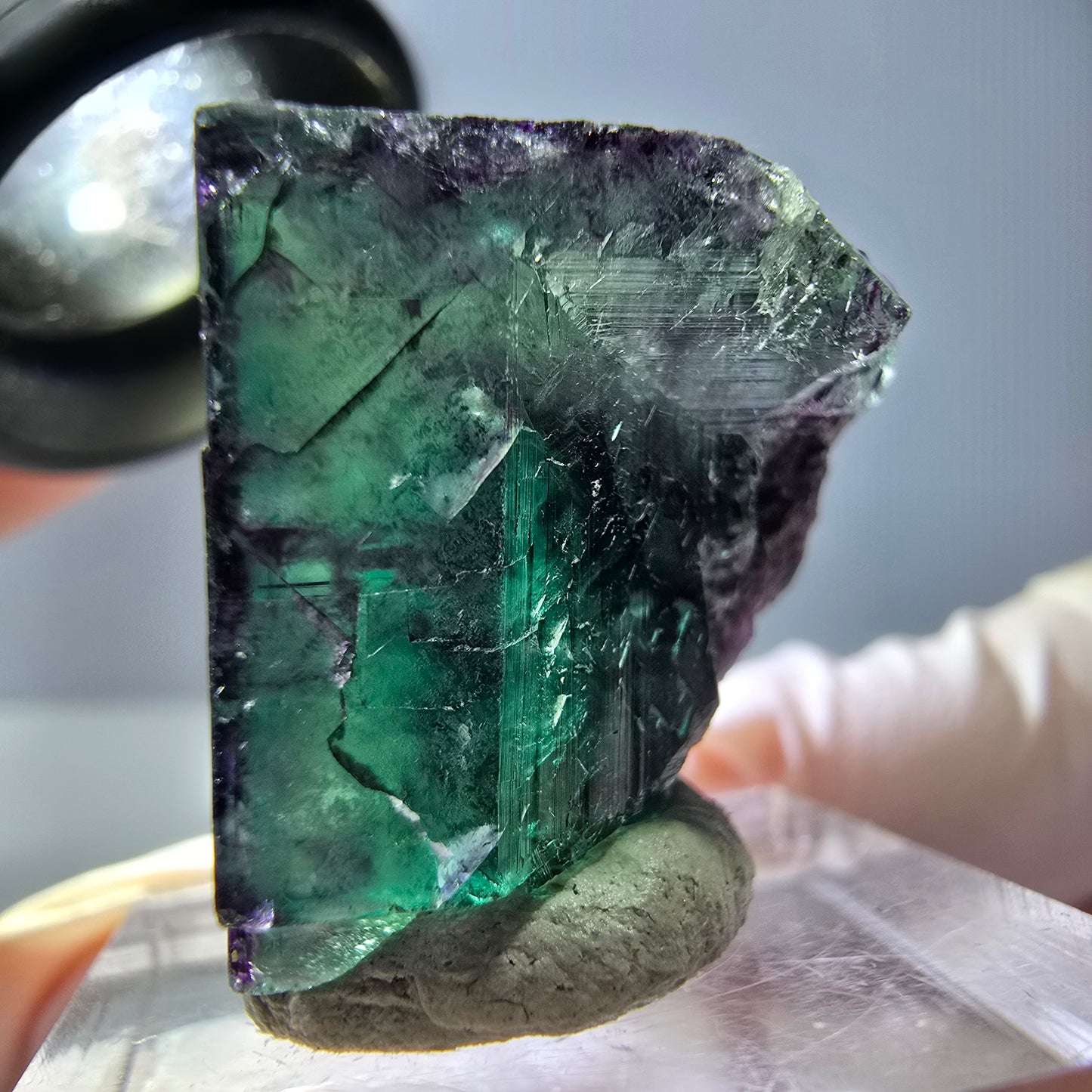 Phantom Fluorite cube parquetted, green purple Okorusu, Namibia 22*21*20mm